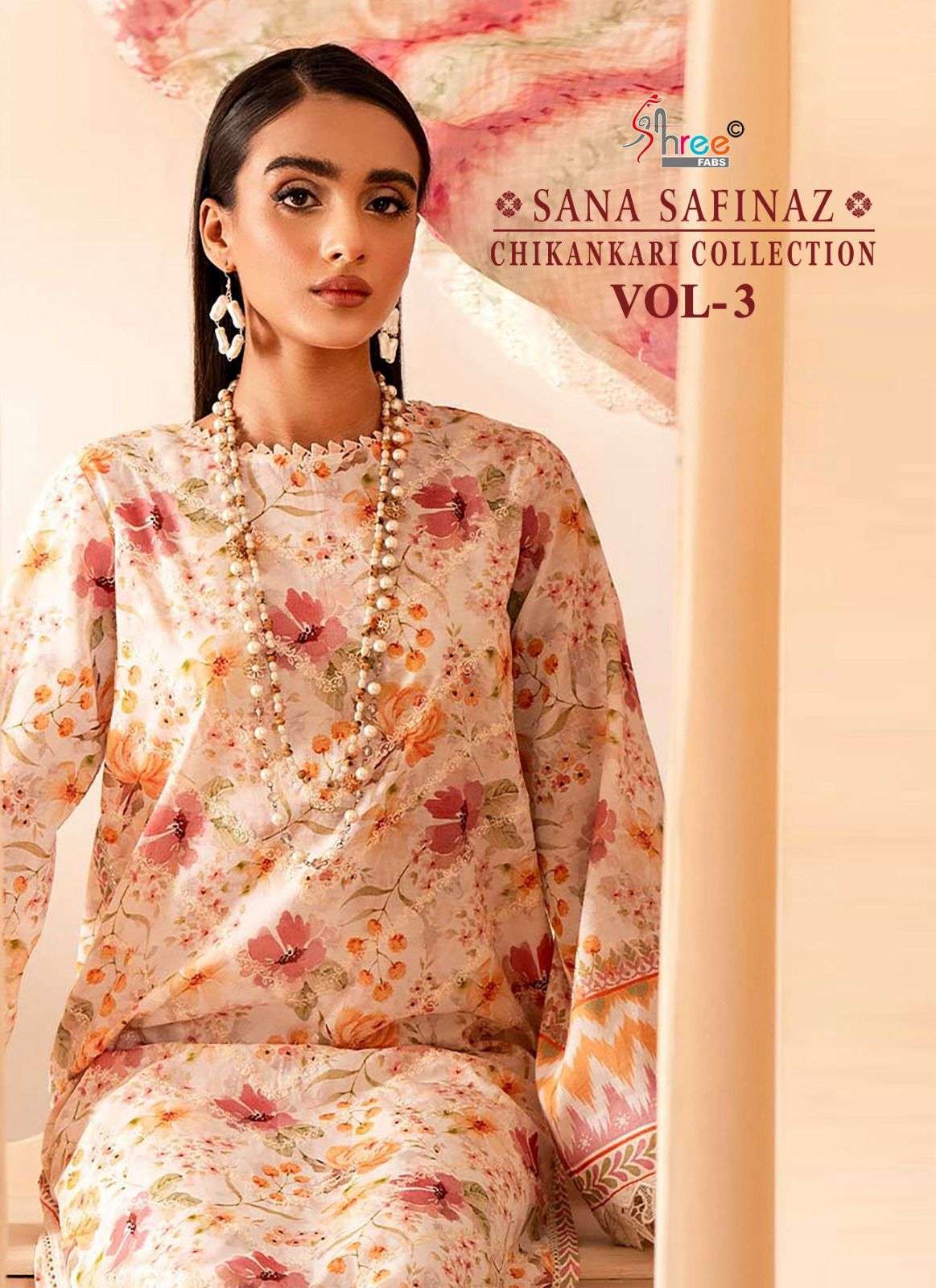 shree fabs sana safinaz chikankari collection vol 3  graceful look salwar suit cotton dupatta catalog