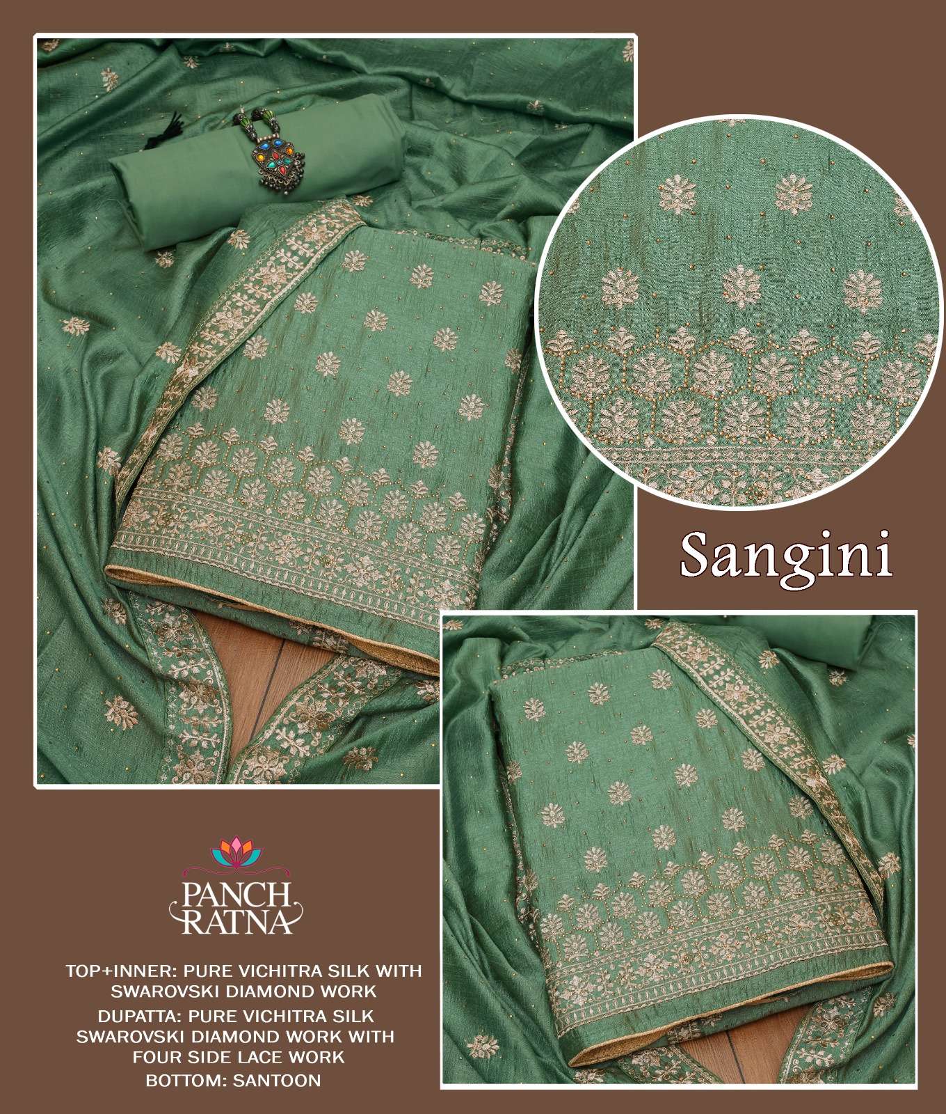 panch ratan sangini vichitra silk gorgeous look salwar suit catalog