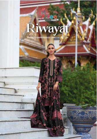 shree fabs riwayat premium embrodered lawn collection gorgeous look salwar suit cotton dupatta catalog