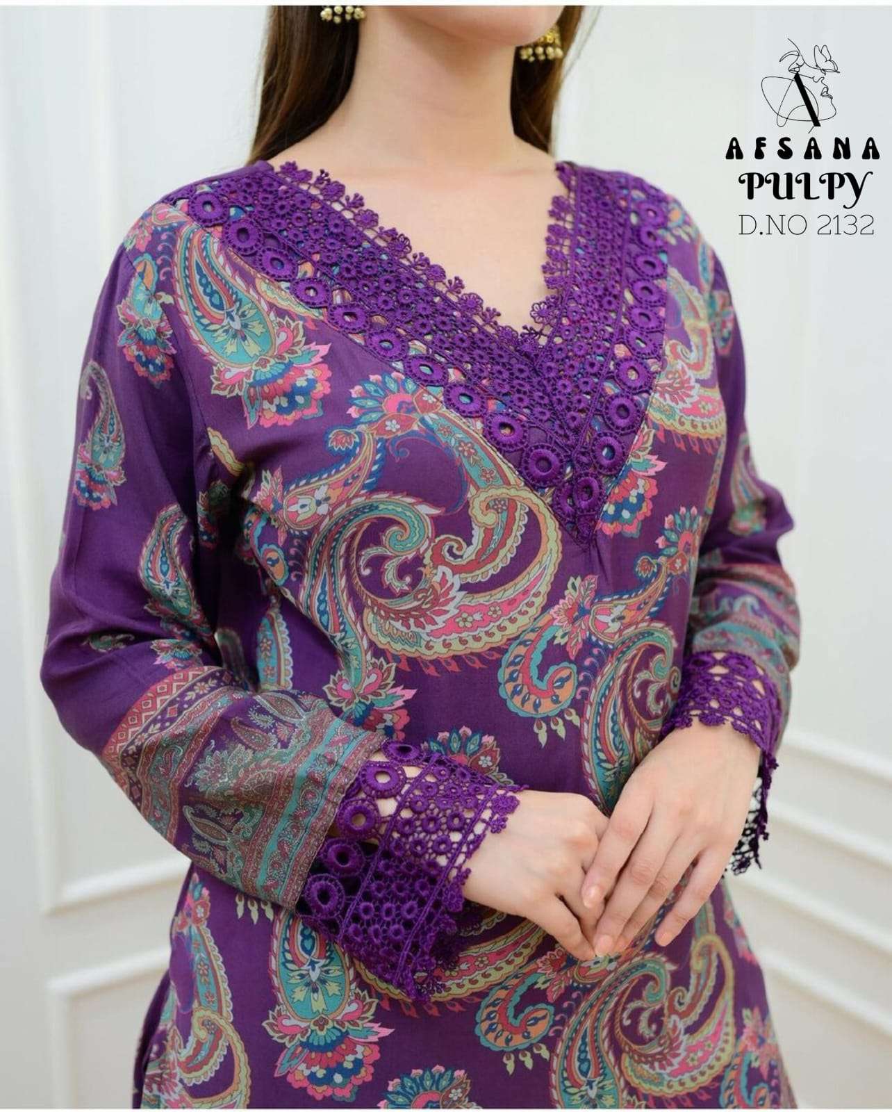 afsana pulpy  d no 2132 muslin decent look top bottom with dupatta size set