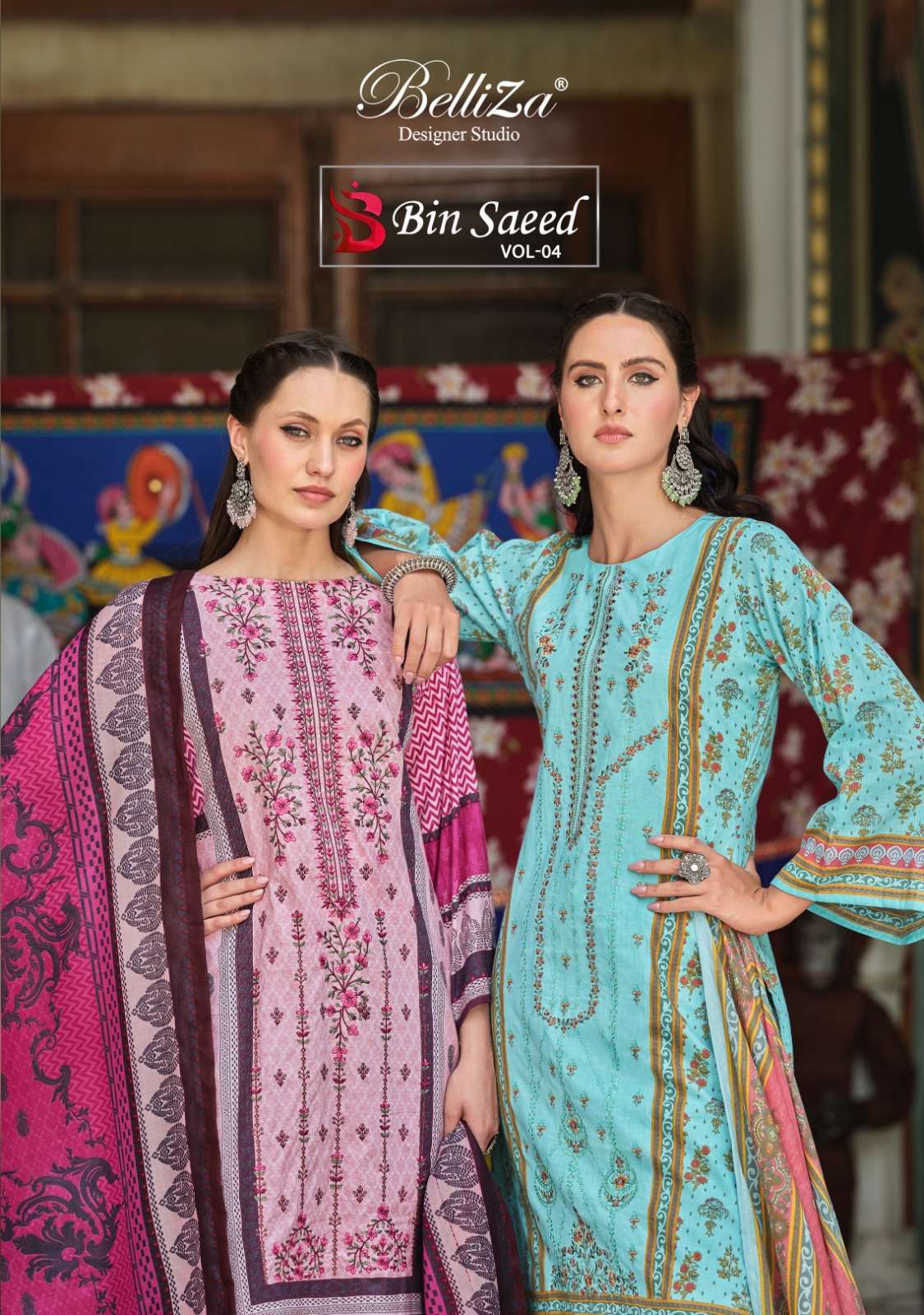 belliza designer studio bin saeed vol 4 cotton catchy look salwar suit catalog