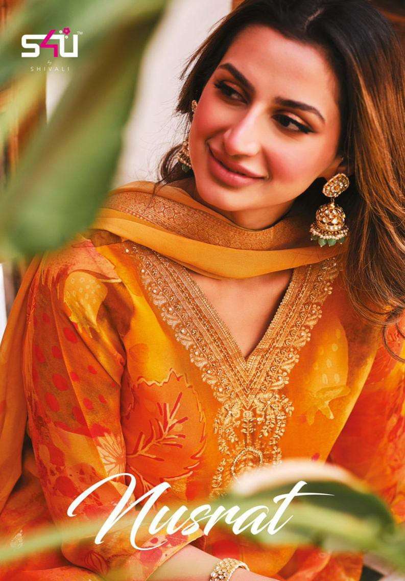 s4u nusrat organza new and modern look top bottom catalog