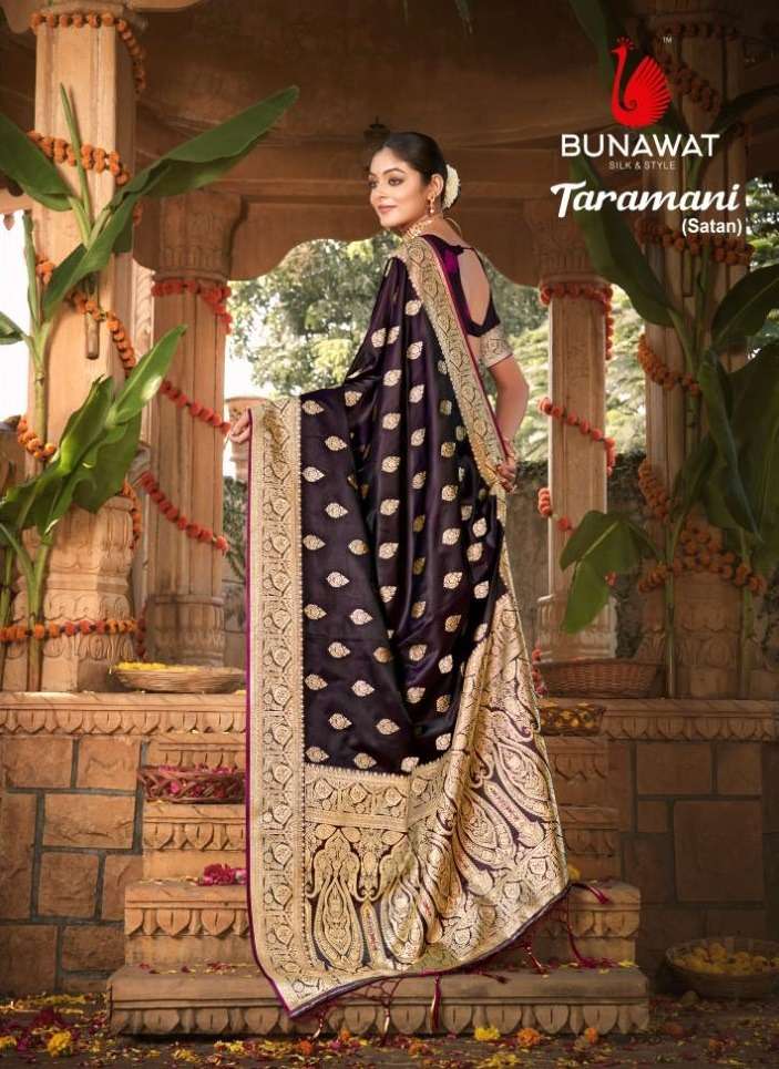 sangam prints bunawat taramani satin silk graceful look saree catalog