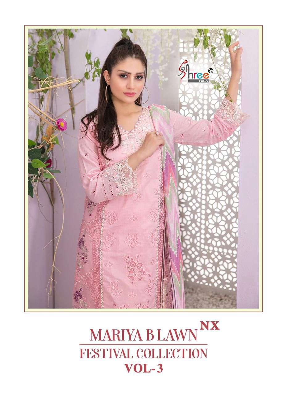 shree fabs mariya b lawn festival collection  vol 3 nx lawn cotton attractive look siffin dupatta  salwar suit catalog