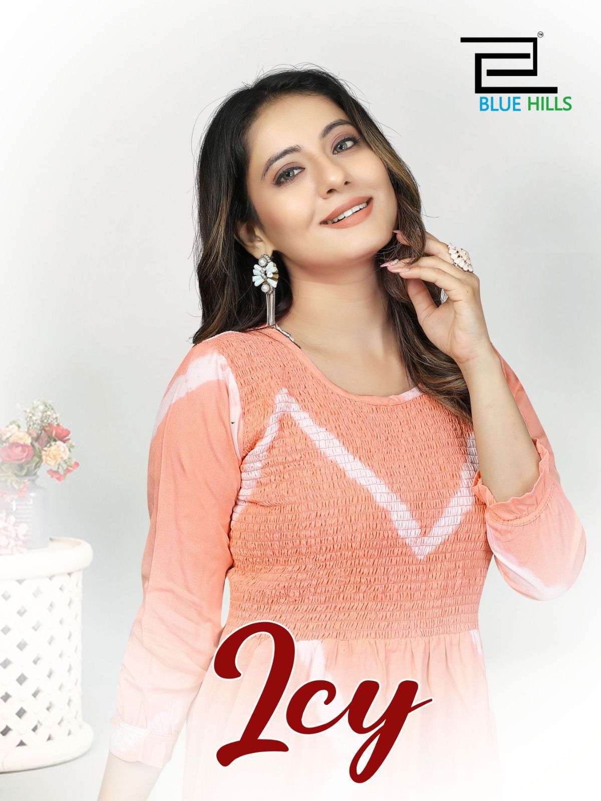 blue hills icy rayon elegant kurti catalog