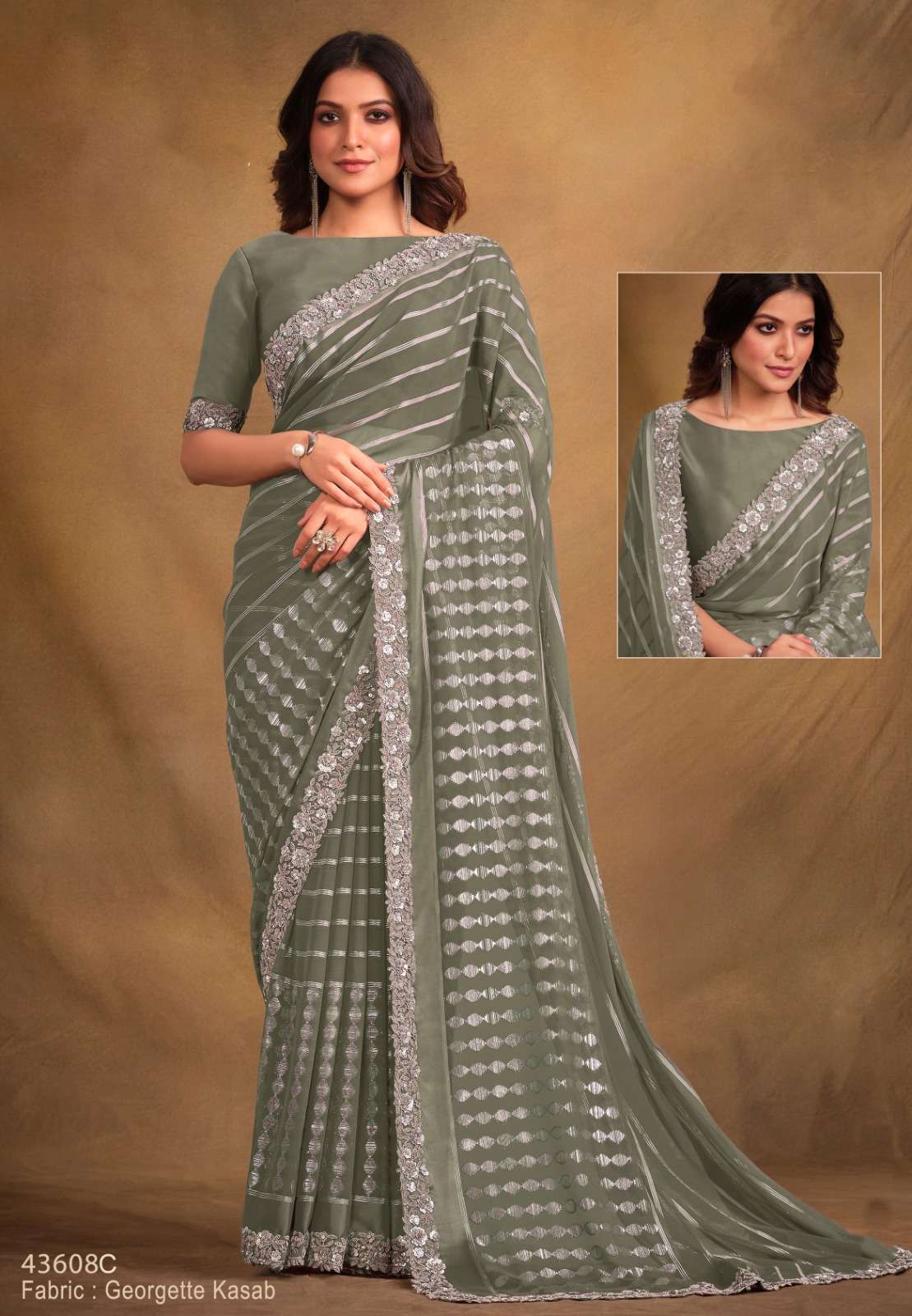 mahotsav norita 43600 series georgatte satin silk attrective look saree catalog