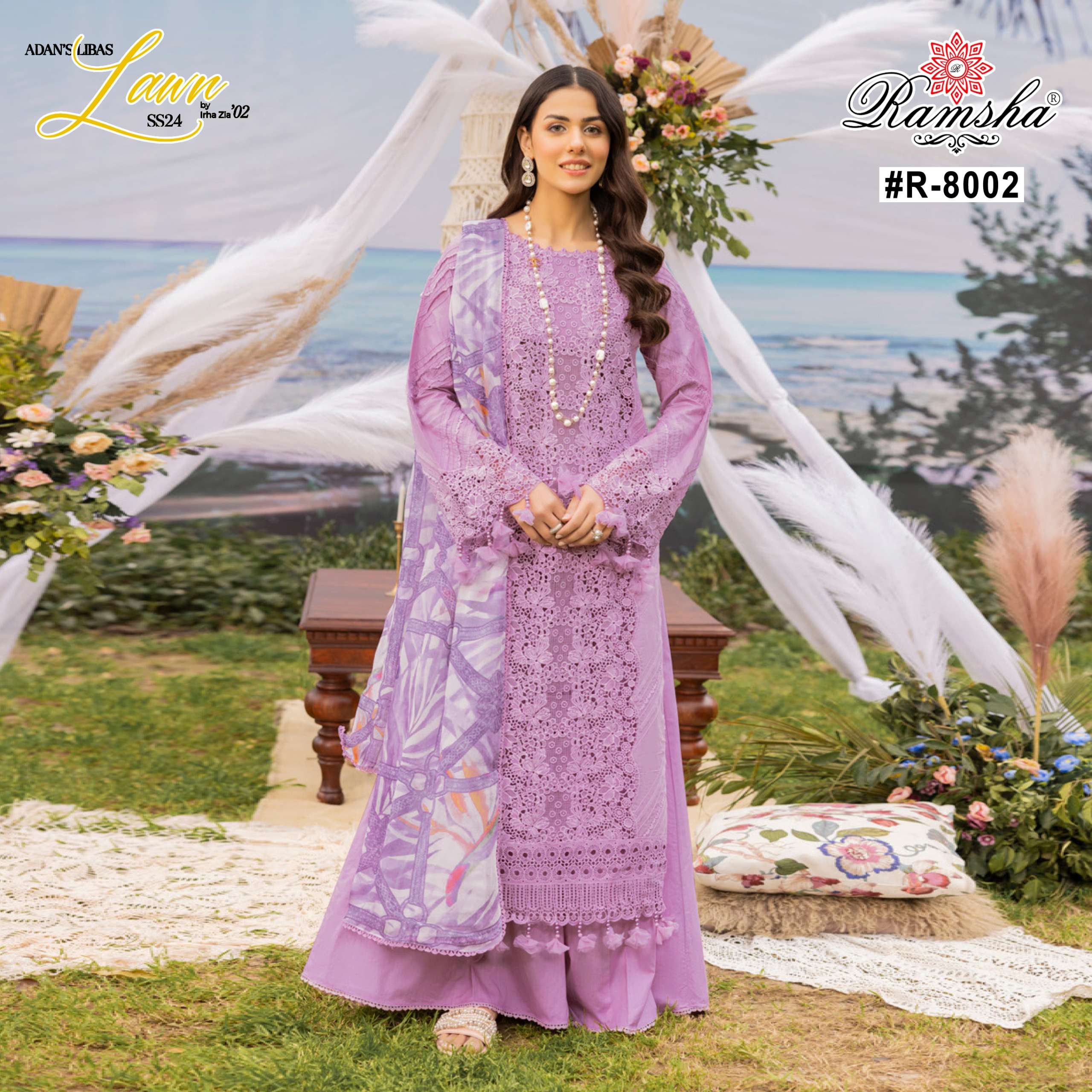 ramsha adan libas cambriv cotton elegant look kurti plazzo with dupatta catalog