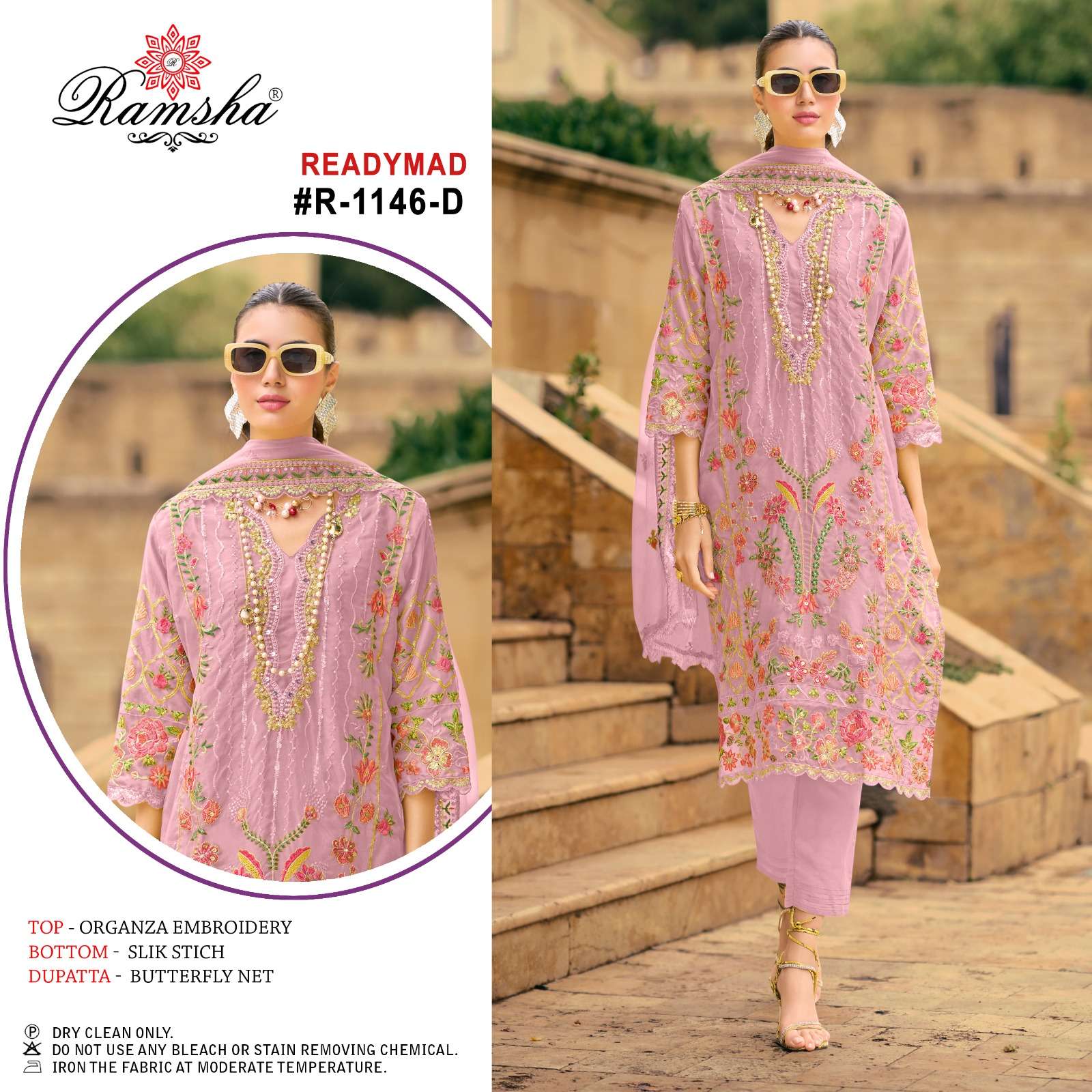 ramsha  ramsha r 1146 nx organze decent embroidery look top bottom with duaptta catalog