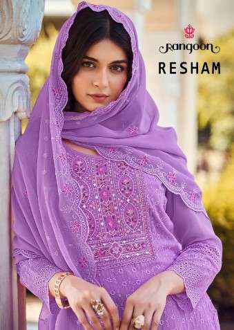 rangoon resham georgette beutiful look top bottom with dupatta catalog