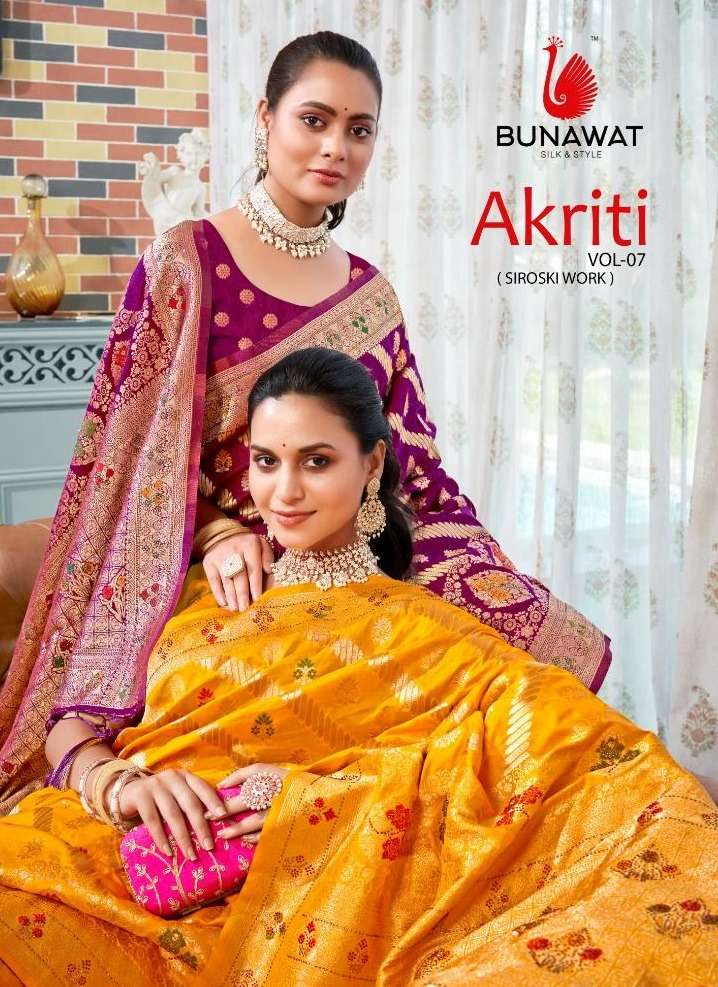 sangam prints bunawat akriti vol 7 silk exclusive look saree catalog