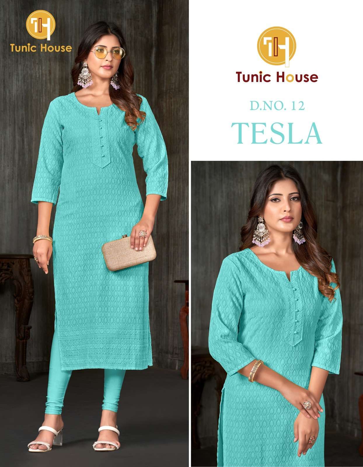 tunic house tesla viscose rayon innovative look kurti dupatta