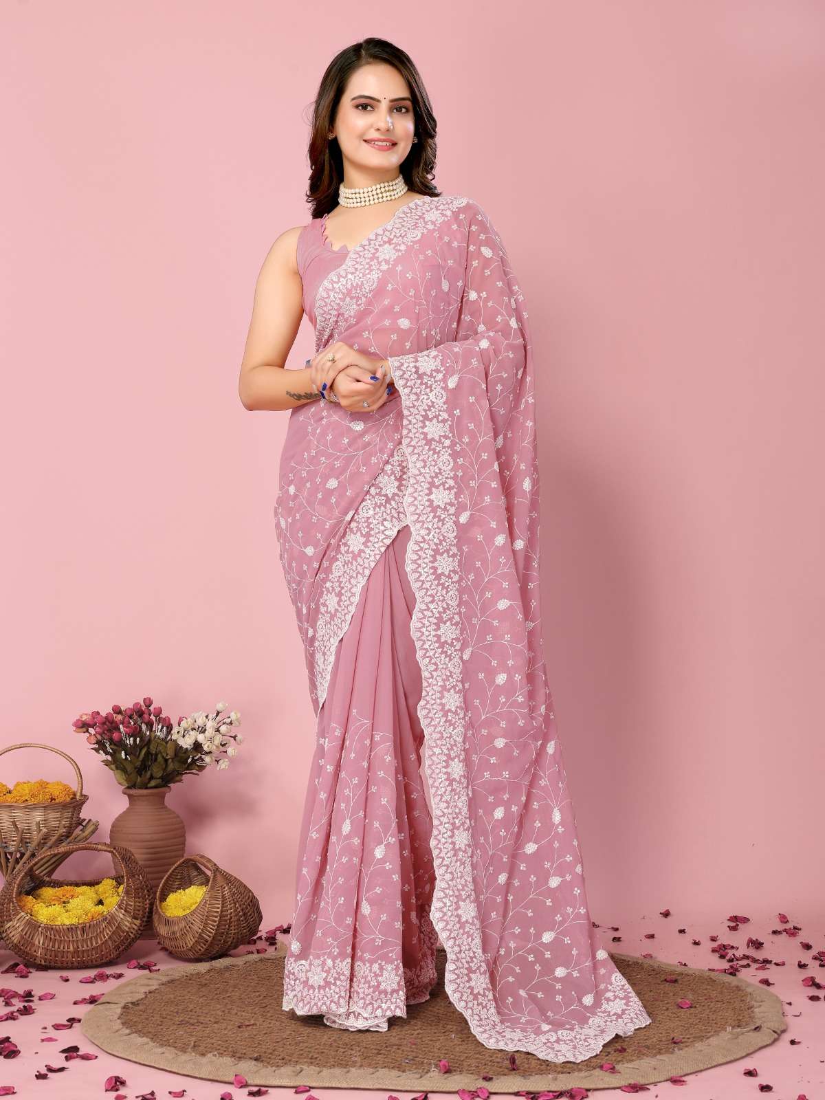 vivera kilory soft georgette catchy look saree single