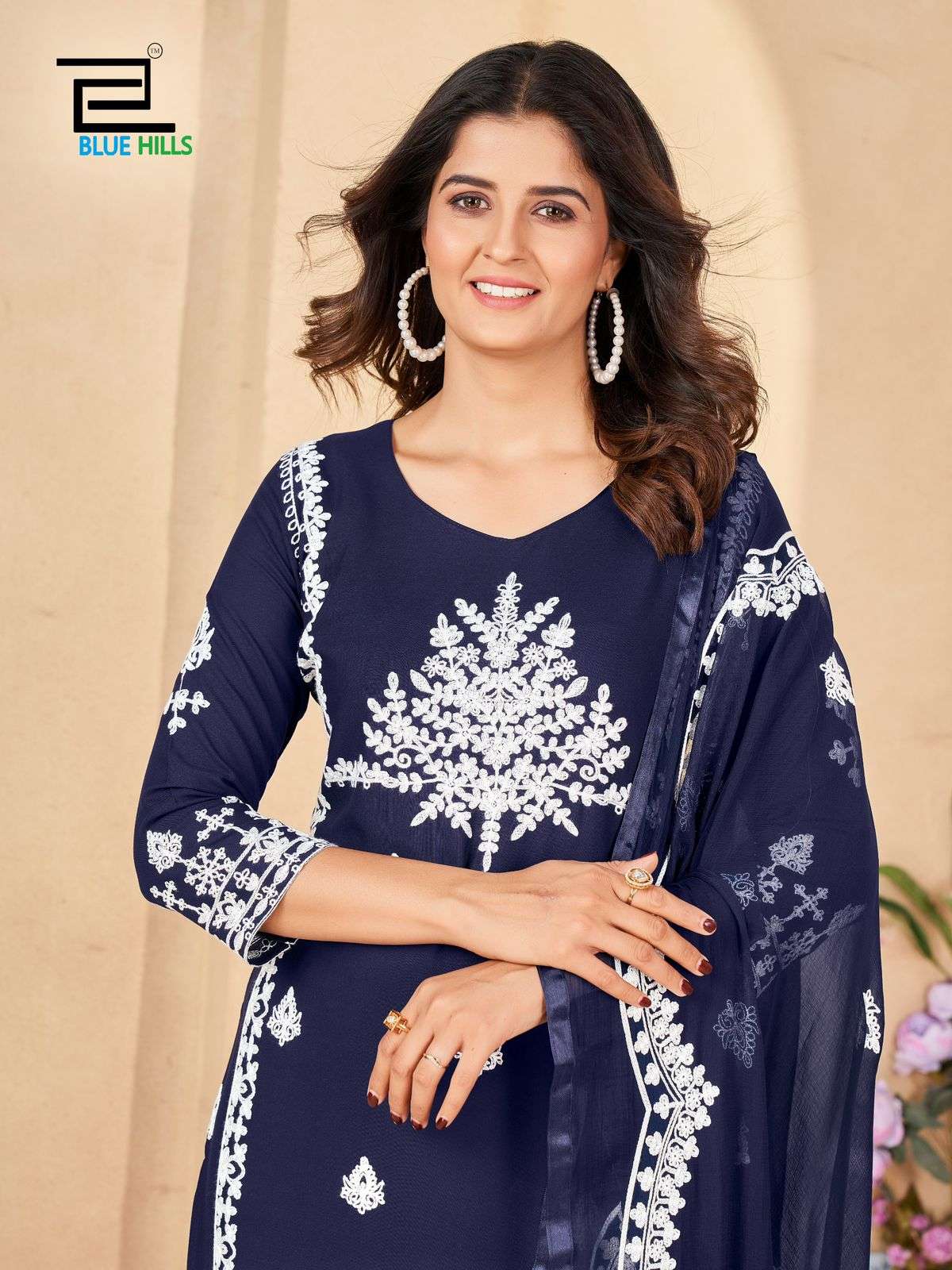 bluehills galaxy rayon attrective look kurti pant with dupatta catalog