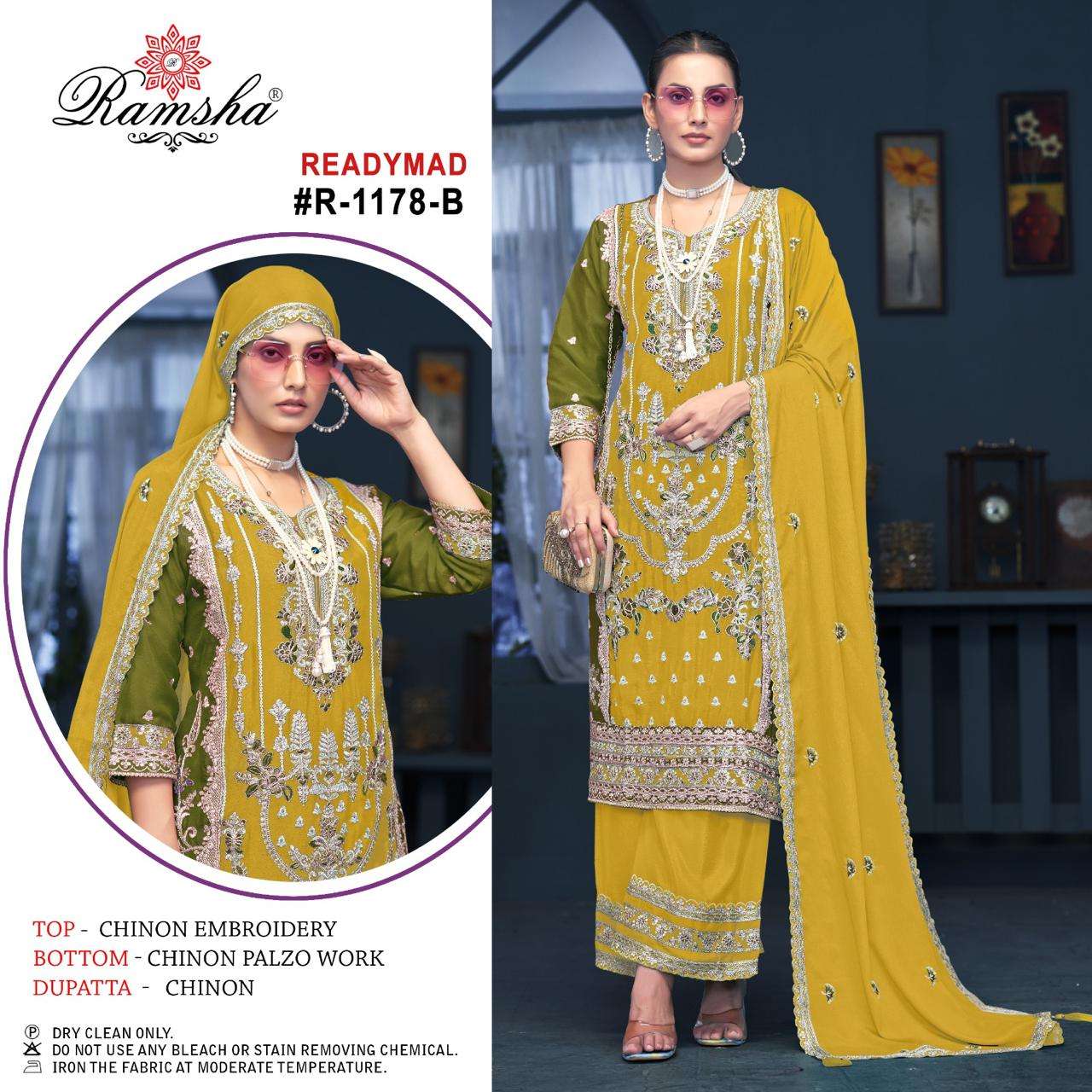 ramsha ramsha r 1178 nx chinnon elegant look kurti plazzo with dupatta catalog