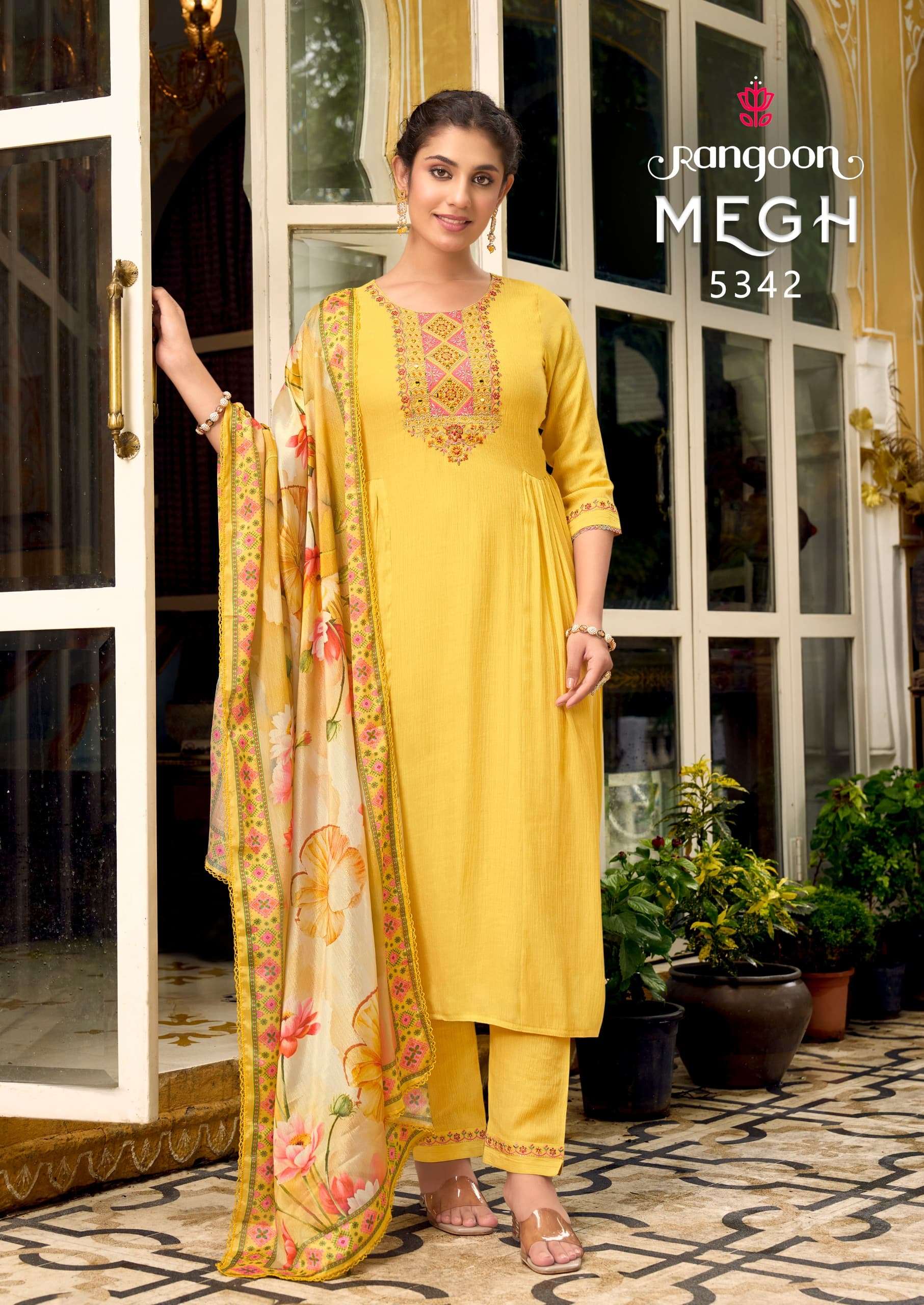 rangoon megh viscose elegant top bottom with dupatta catalog