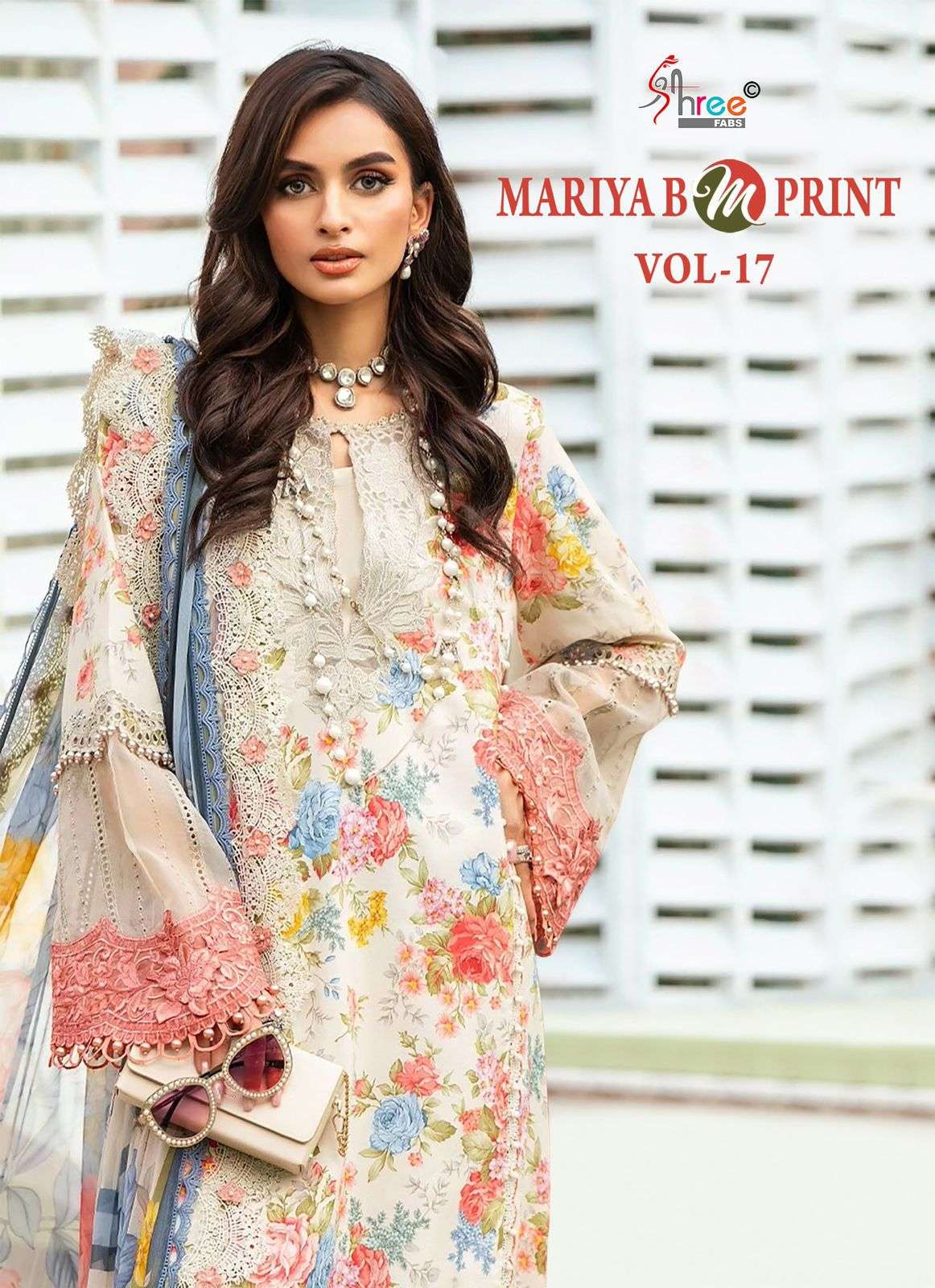 shree fabs Mariya b Mprint vol 17 cotton decent look salwar suit with silver dupatta catalog