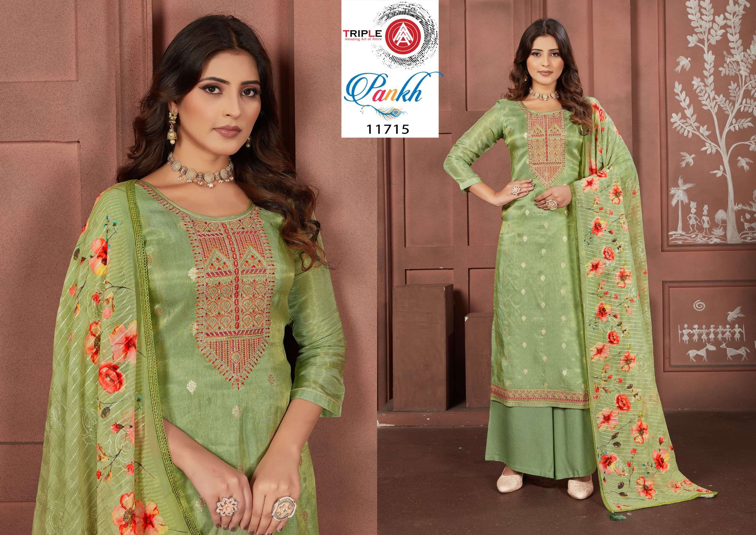 triple aaa pankh orgenza exclusive look salwar suit catalog