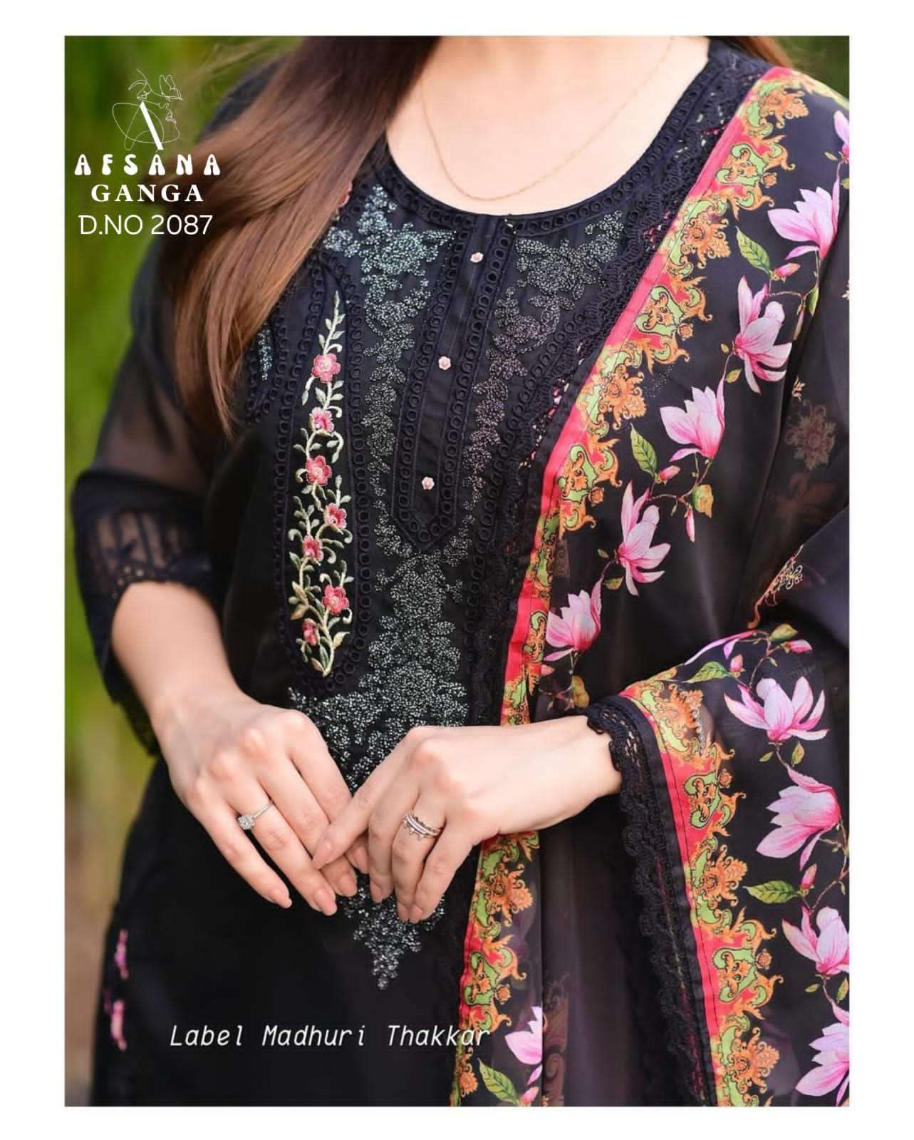 afsana ganga rayon innovative look top bottom with dupatta size set