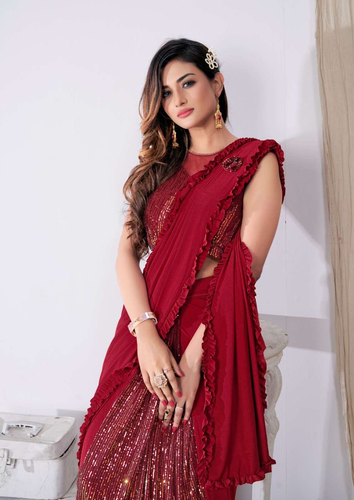 amoha trendz d no 101790  imported fabric catchy look saree catalog