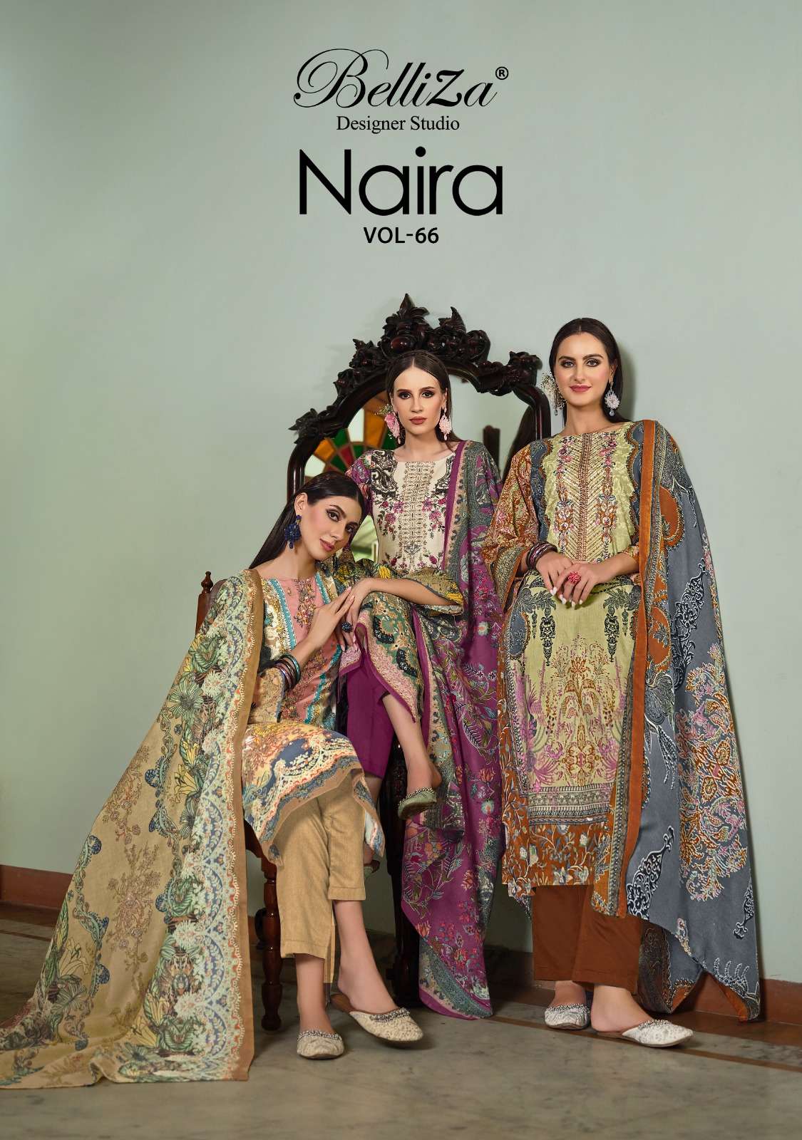 belliza designer studio naira vol 66 cotton catchy look salwar suit catalog