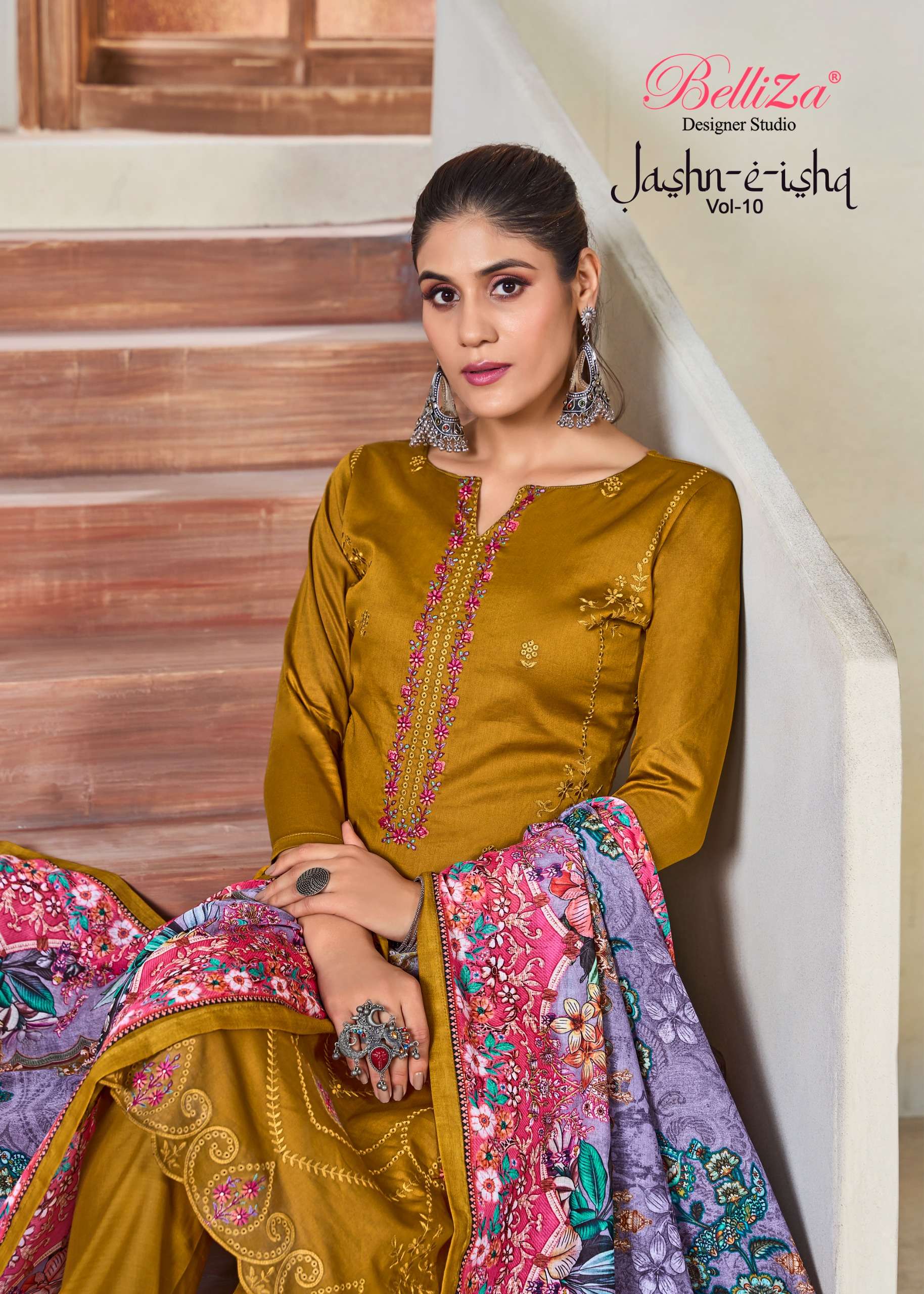 belliza desinger studio jashn e ishq vol 10 jam elegant salwar suit catalog