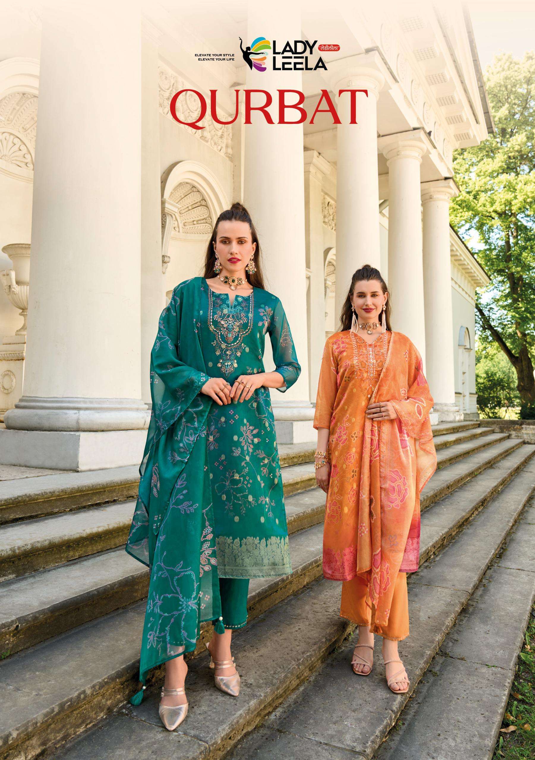 lady leela qurbat viscose organza festive look top bottom with dupatta catalog