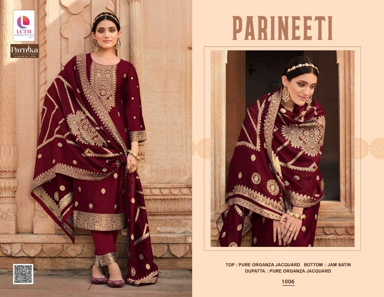 lctm overseas parineeti pure orgenza jequard innovative look salwar suit catalog