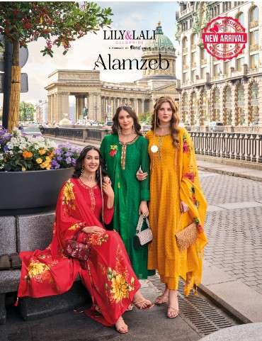 lily and lali alamzeb vichitra silk grace ful look top bottom with dupatta catalog