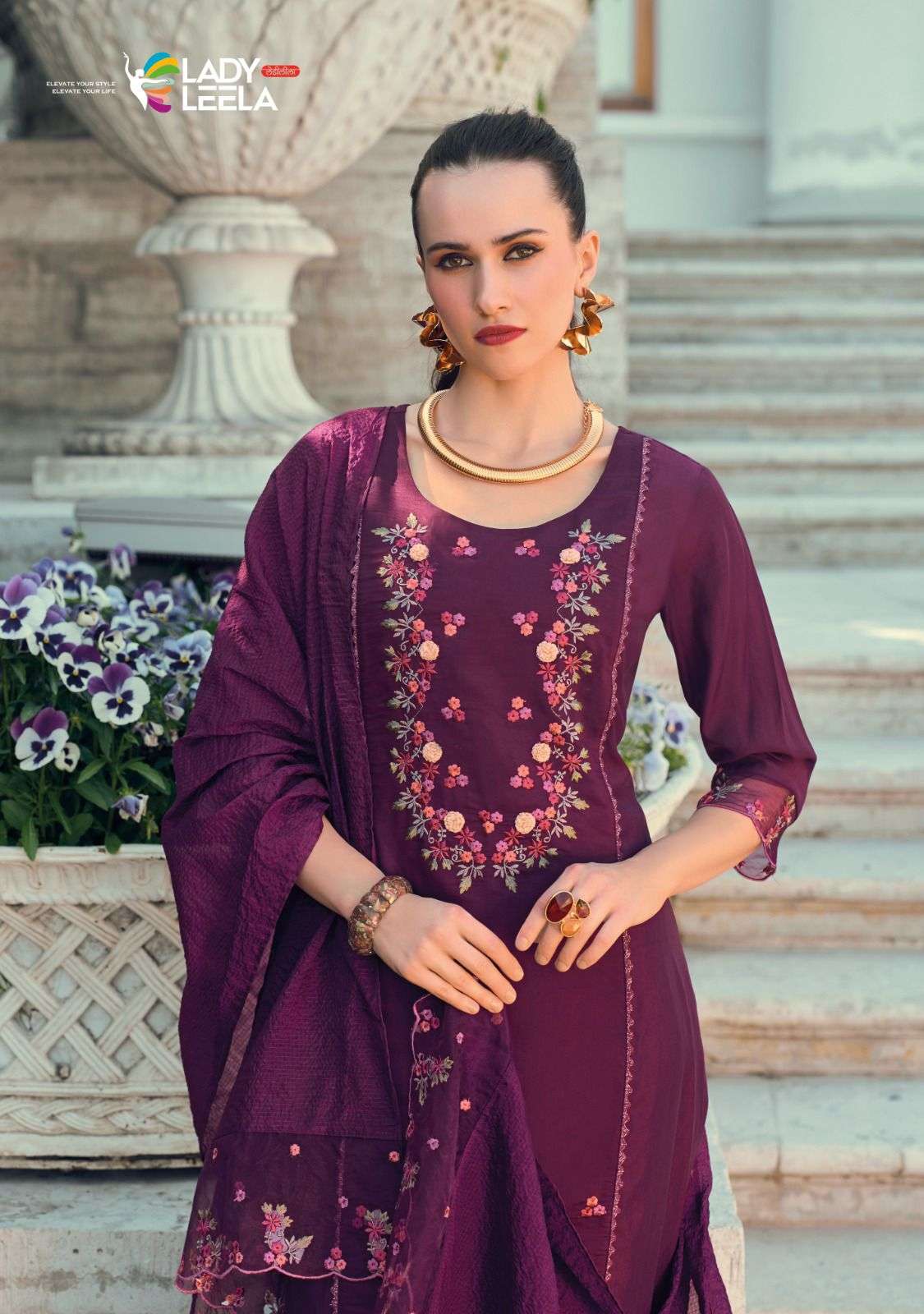 lily and lali iqra viscose silk exclusive look kurti bottom with  dupatta catalog