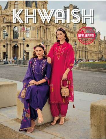 lily and lali khwaish hand work embroidery viscose silk regal look top bottom with dupatta catalog