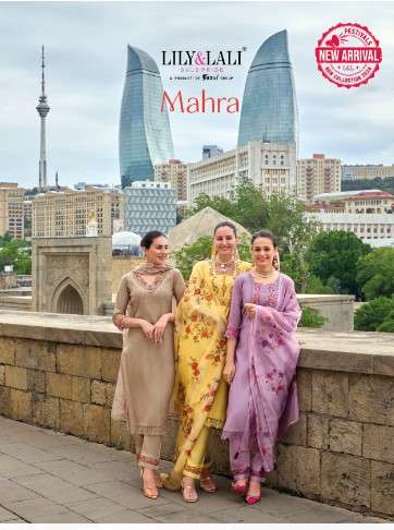 lily and lali mahra viscose festive look top bottom with dupatta catalog