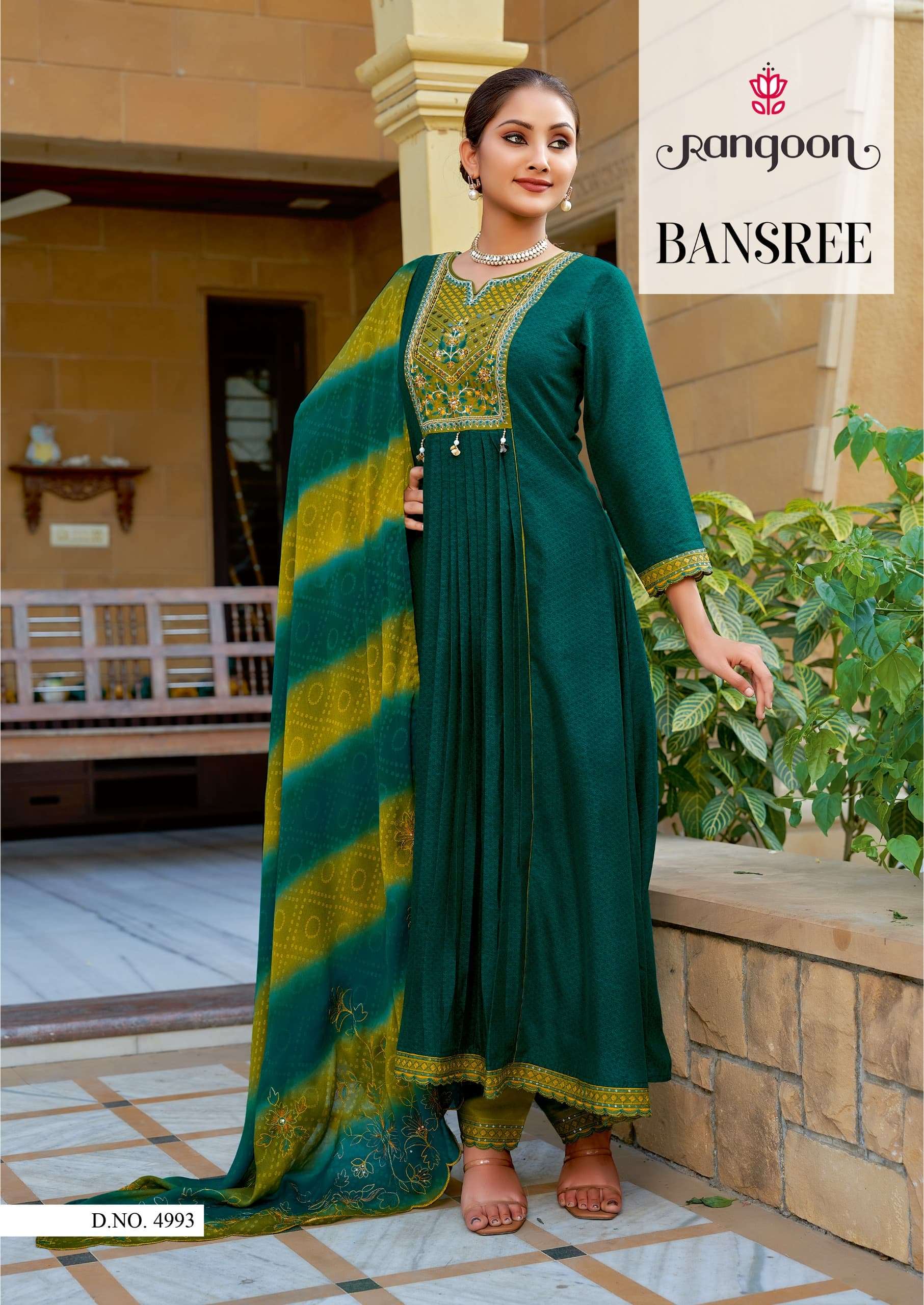 rangoon bansree silk elegant print top bottom with dupatta catalog