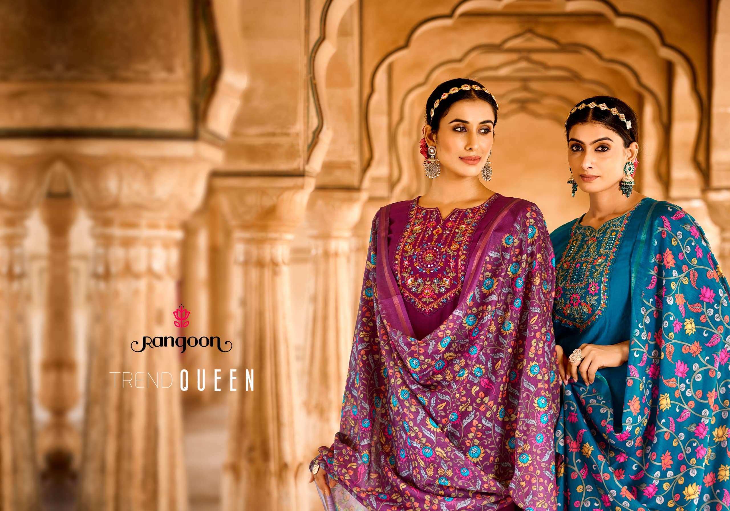 rangoon  kaveri viscose with fancy work  beutiful look top bottom with dupatta catalog