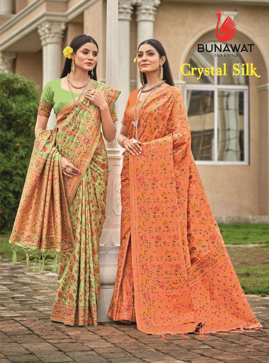 sangam bunawat crystal silk silk regal look saree catalog