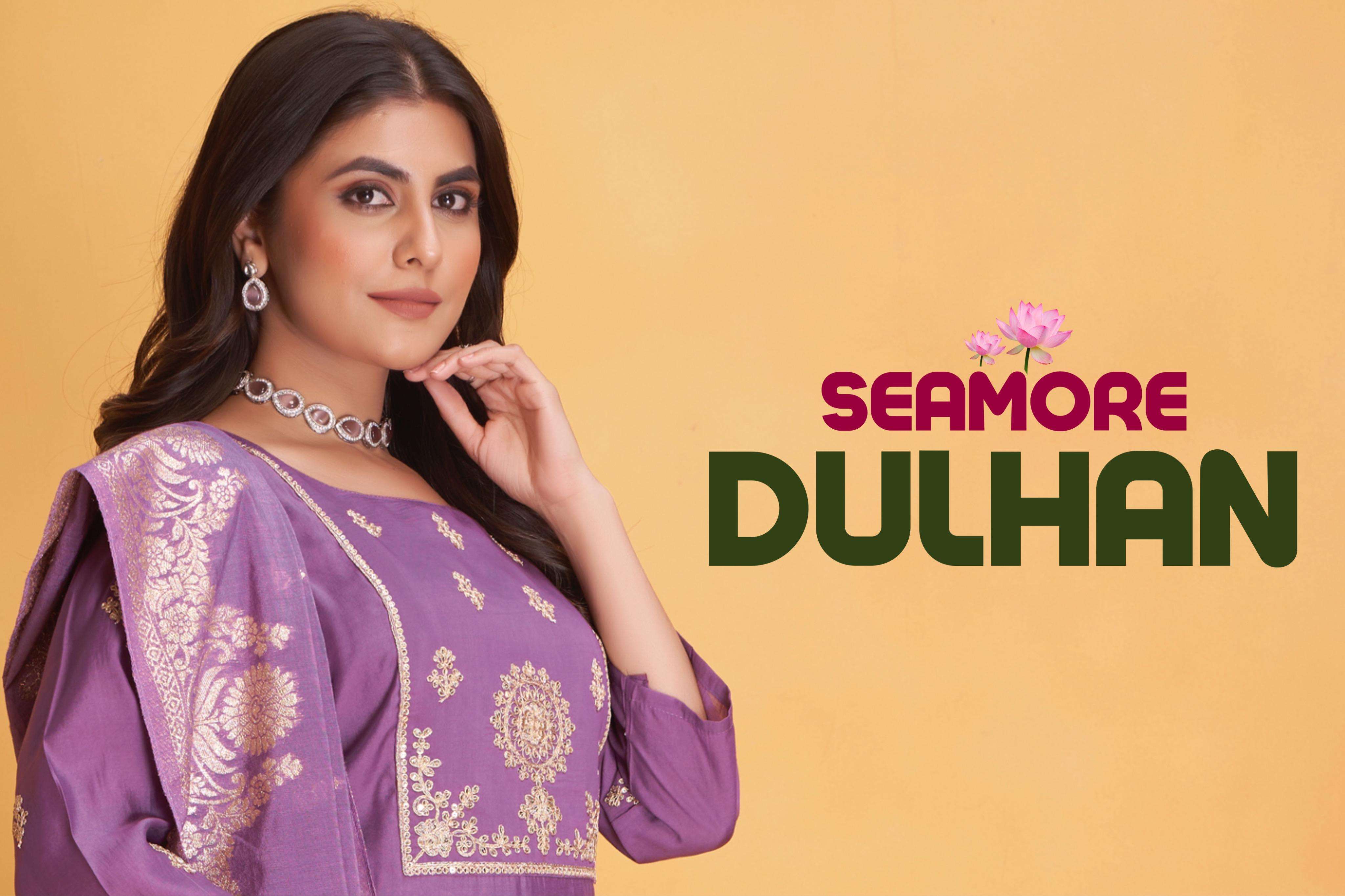 seamore dulhan 11001 To 11003  roman silk attrective look kurti with pant with dupatta size set