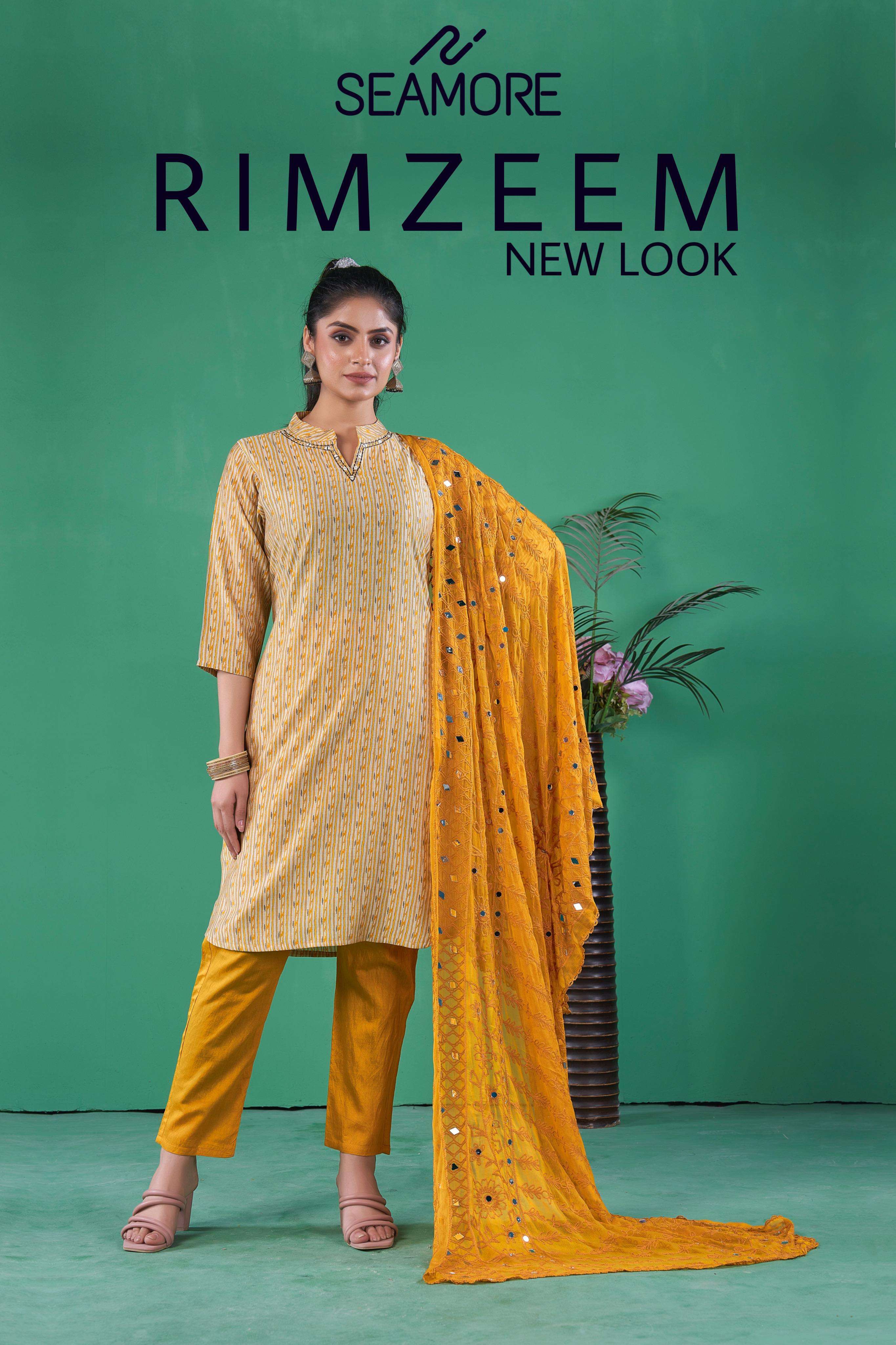 seamore rim zeem cotton attrective look kurti with pant with dupatta size set