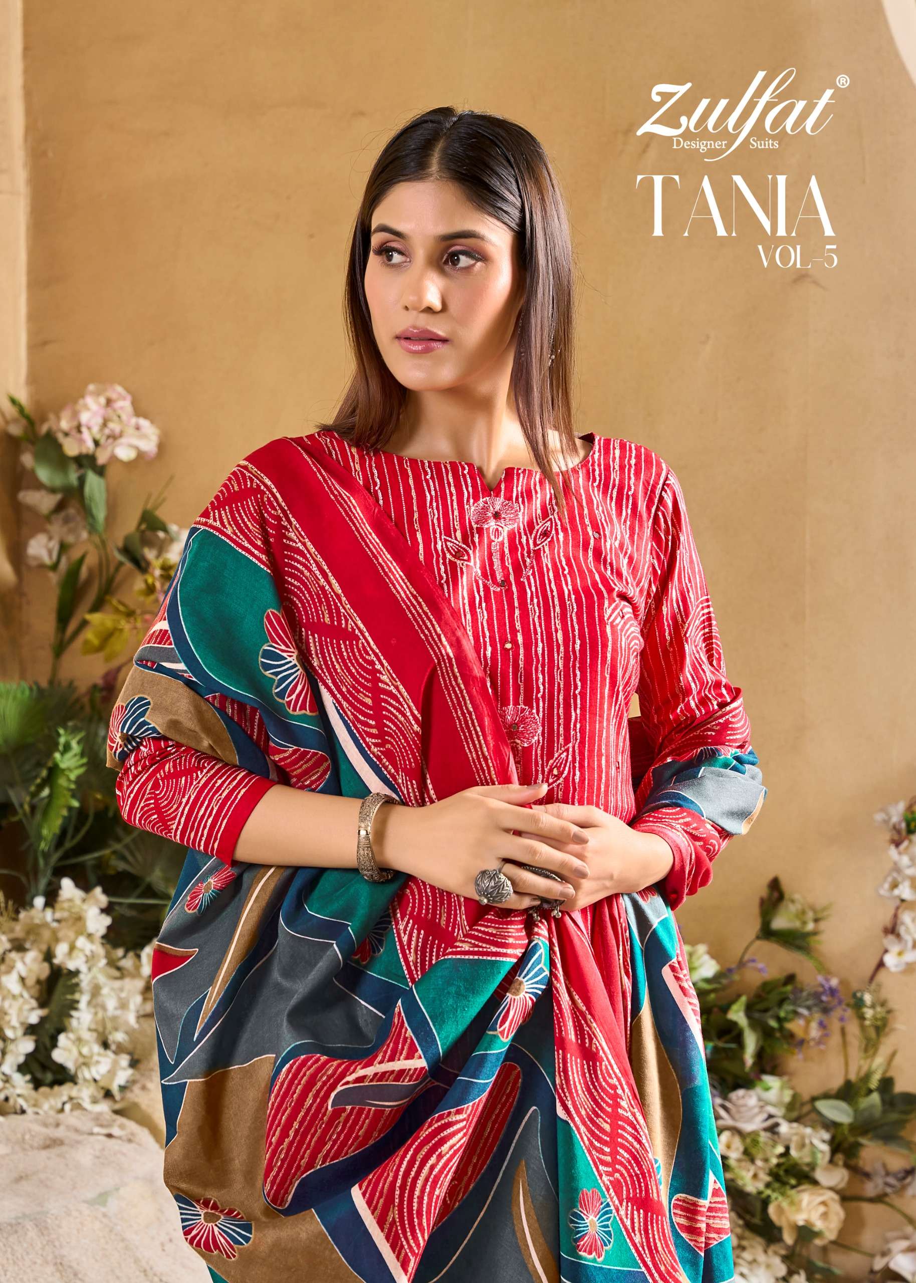 zulfat designer suits tania vol 5 cotton regal look salwar suit catalog