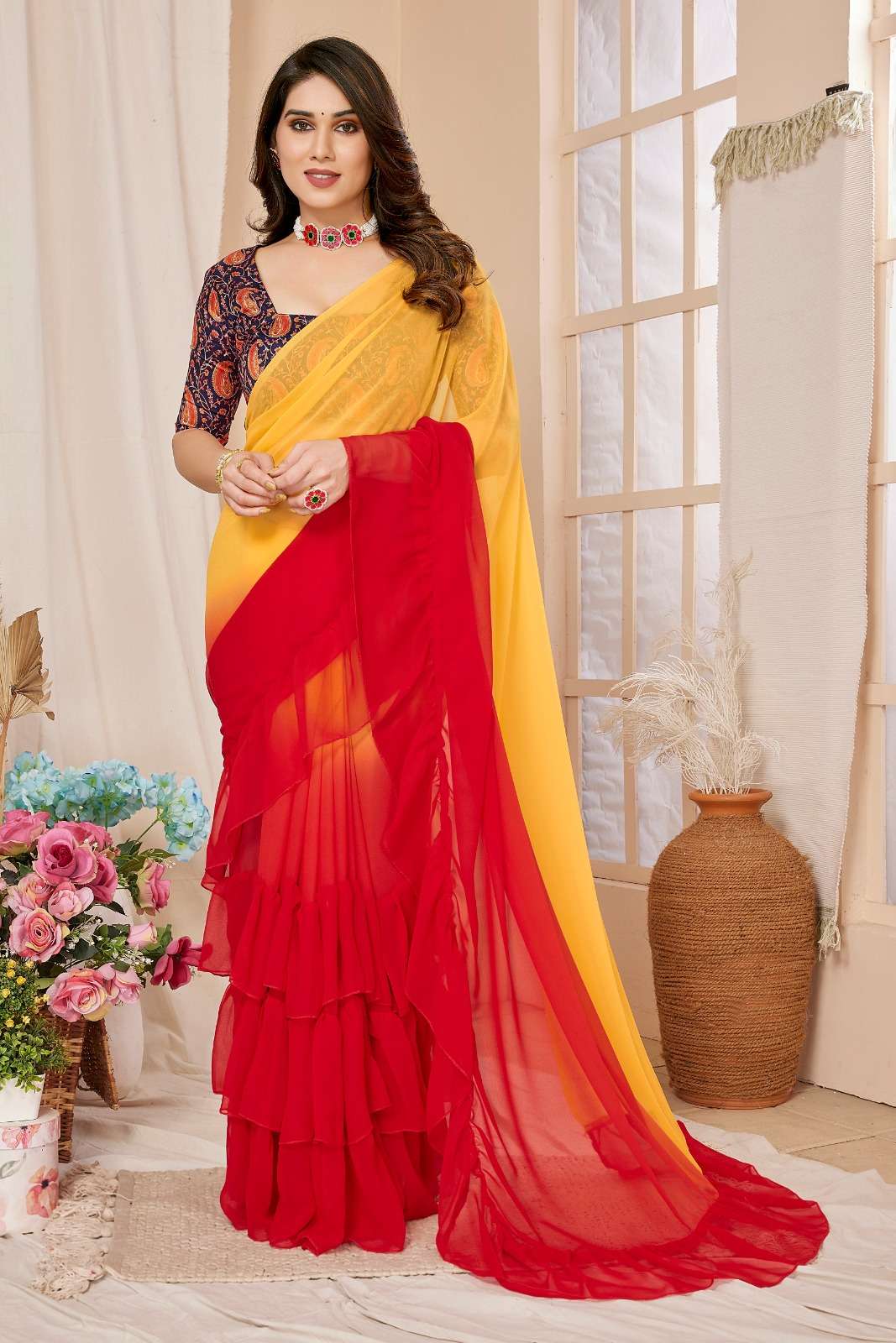 vivera Apple Sarees georgette catchy look saree single