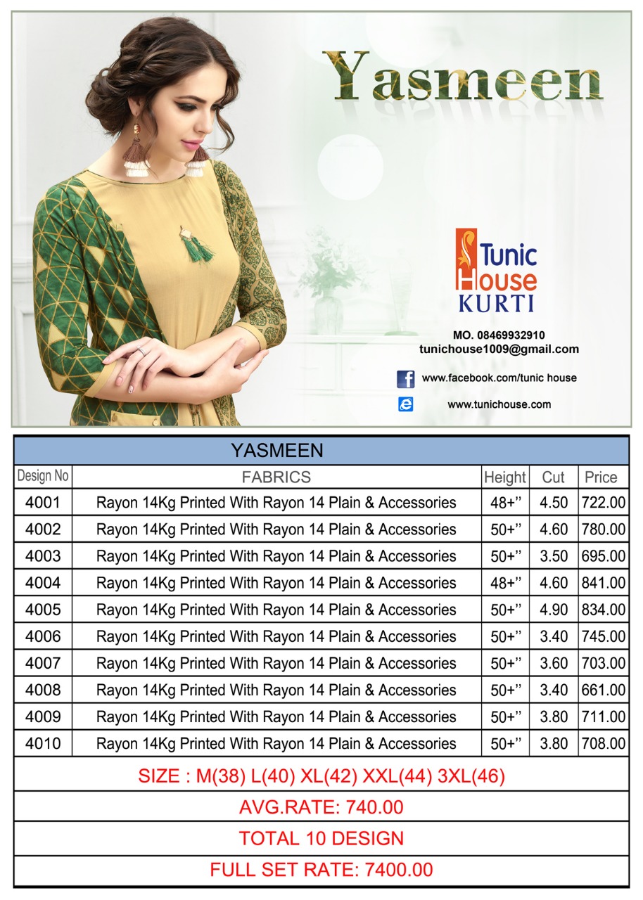 Tunic house Yasmeen kurties Catalog Supplier