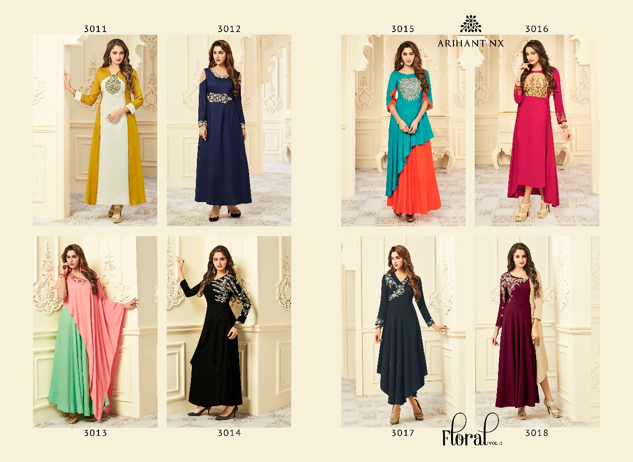 Arihant NX presenting floral vol 2 designer stylish collection of kurtis