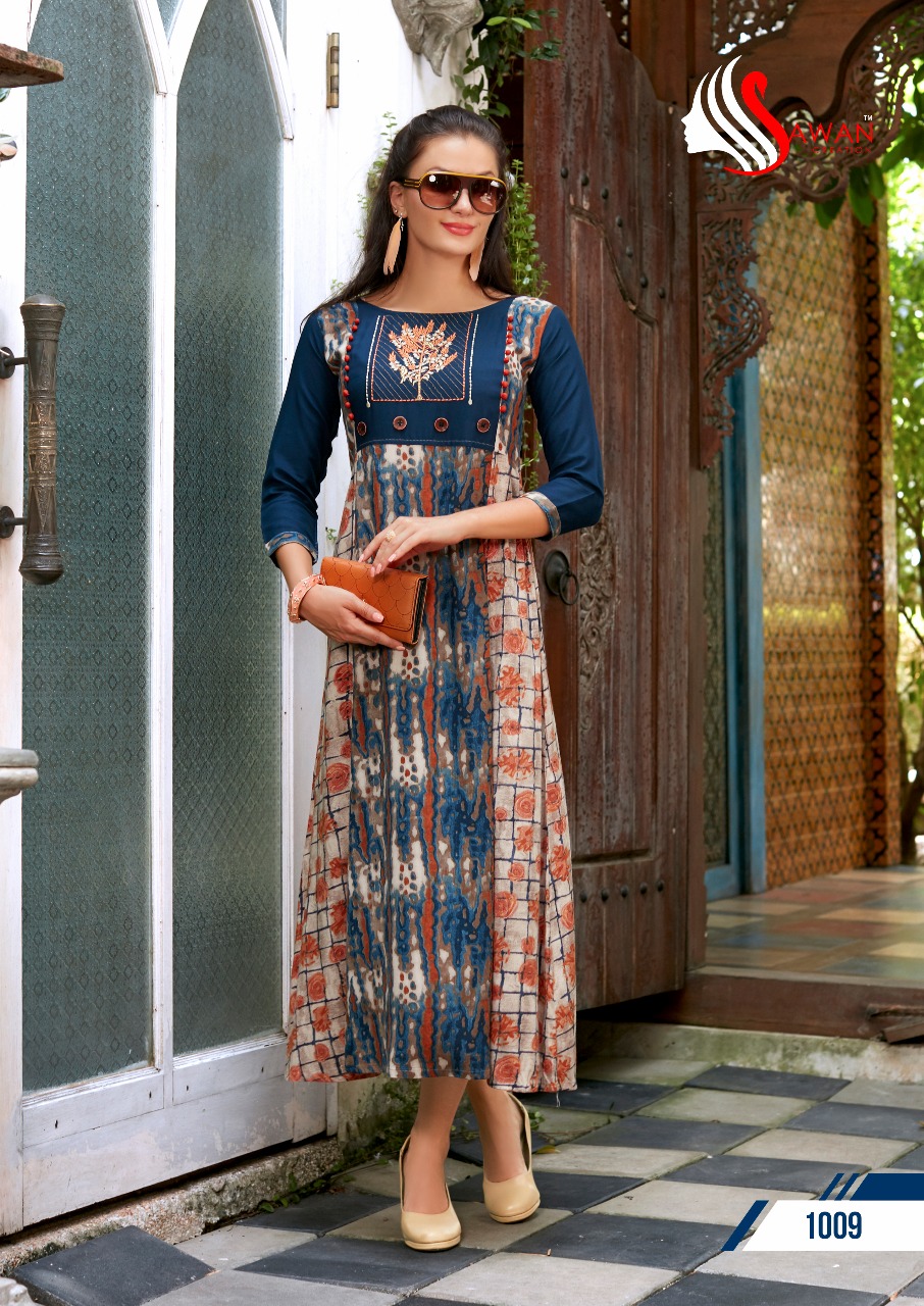 Sawan creation presents fiza vol 1 fancy kurtis collection ready to wear