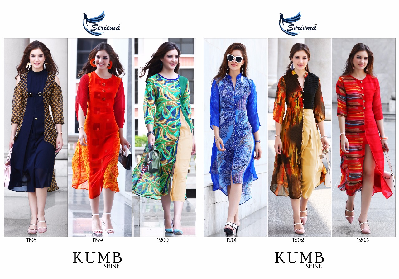 Seriema presents kumb shine fancy Printed georgette kurtis