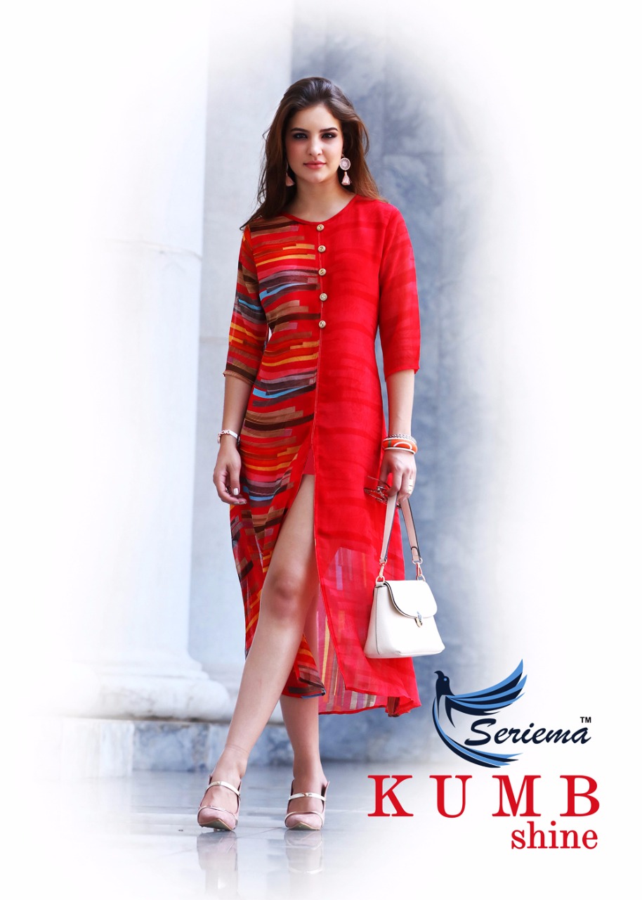 Seriema presents kumb shine fancy Printed georgette kurtis