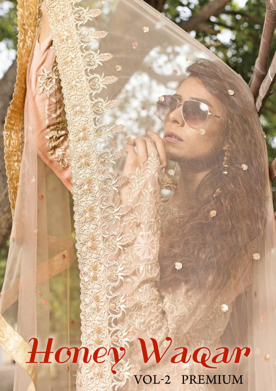 Sharaddha designer presents honey waqar vol 2 premium beautiful heavy collection of salwar kameez