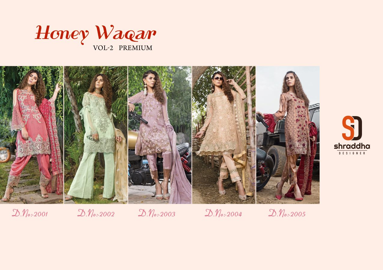 Sharaddha designer presents honey waqar vol 2 premium beautiful heavy collection of salwar kameez