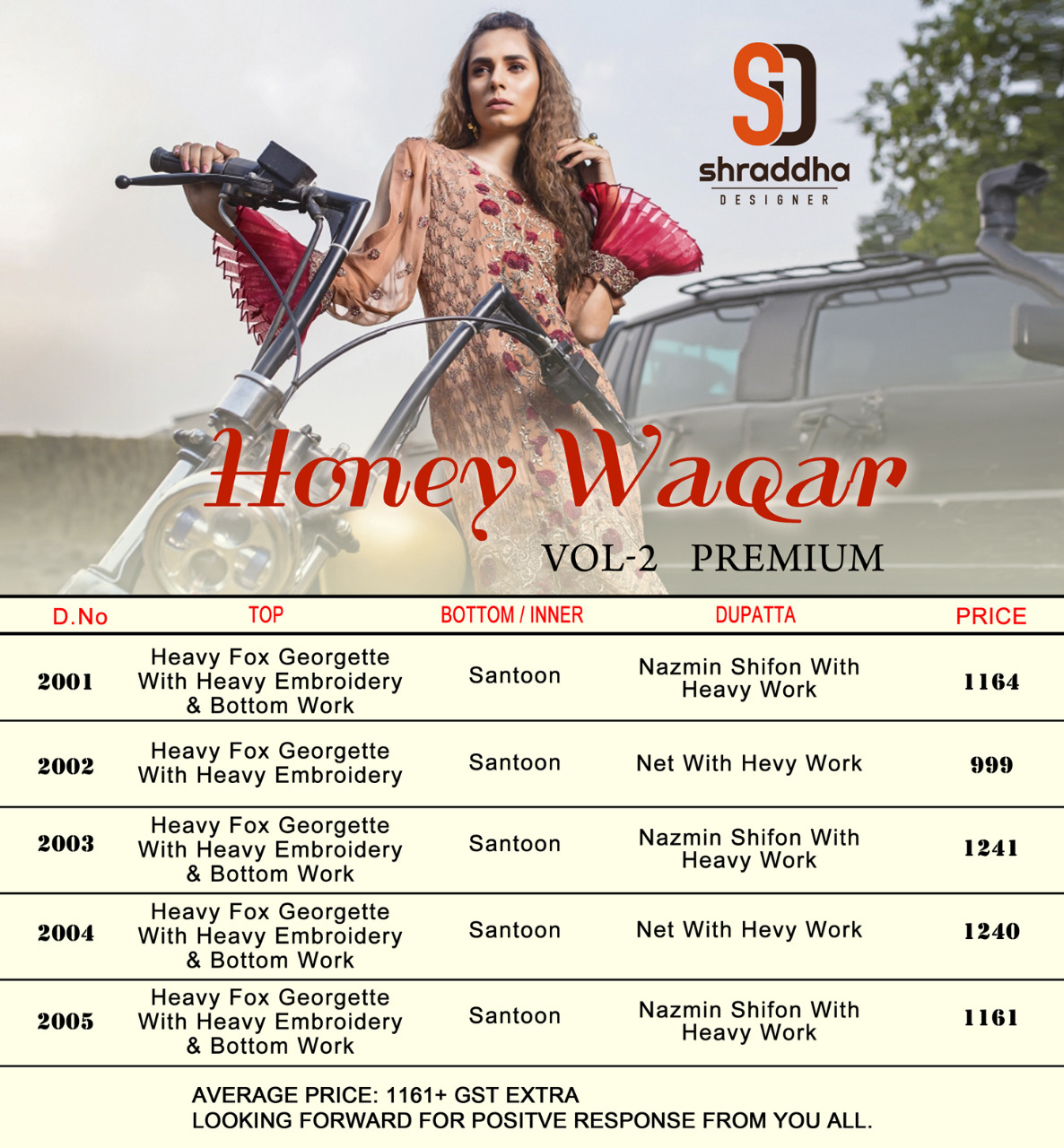 Sharaddha designer presents honey waqar vol 2 premium beautiful heavy collection of salwar kameez