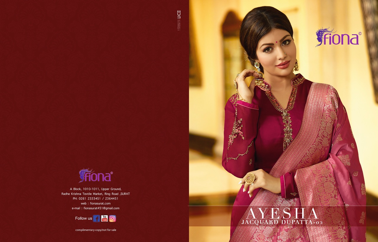 Fiona presents ayesha jacquard dupptta vol 2 beautiful Ethnic wear collection of salwar kameez