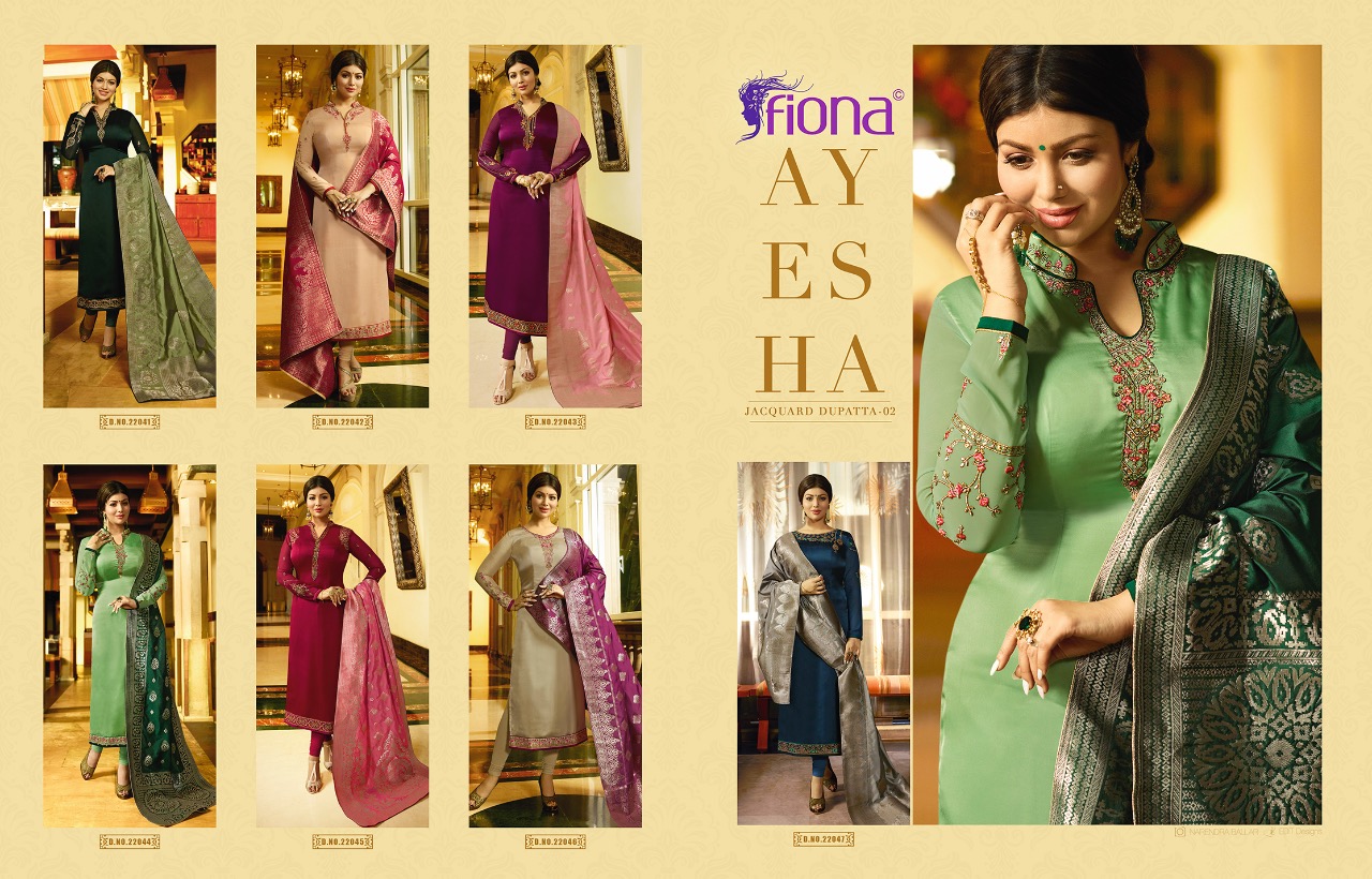 Fiona presents ayesha jacquard dupptta vol 2 beautiful Ethnic wear collection of salwar kameez