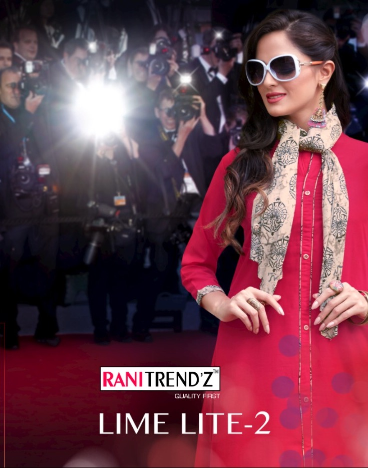 Rani trendz presents lime lite 2 exclusive Fancy collection of kurtis with scarf