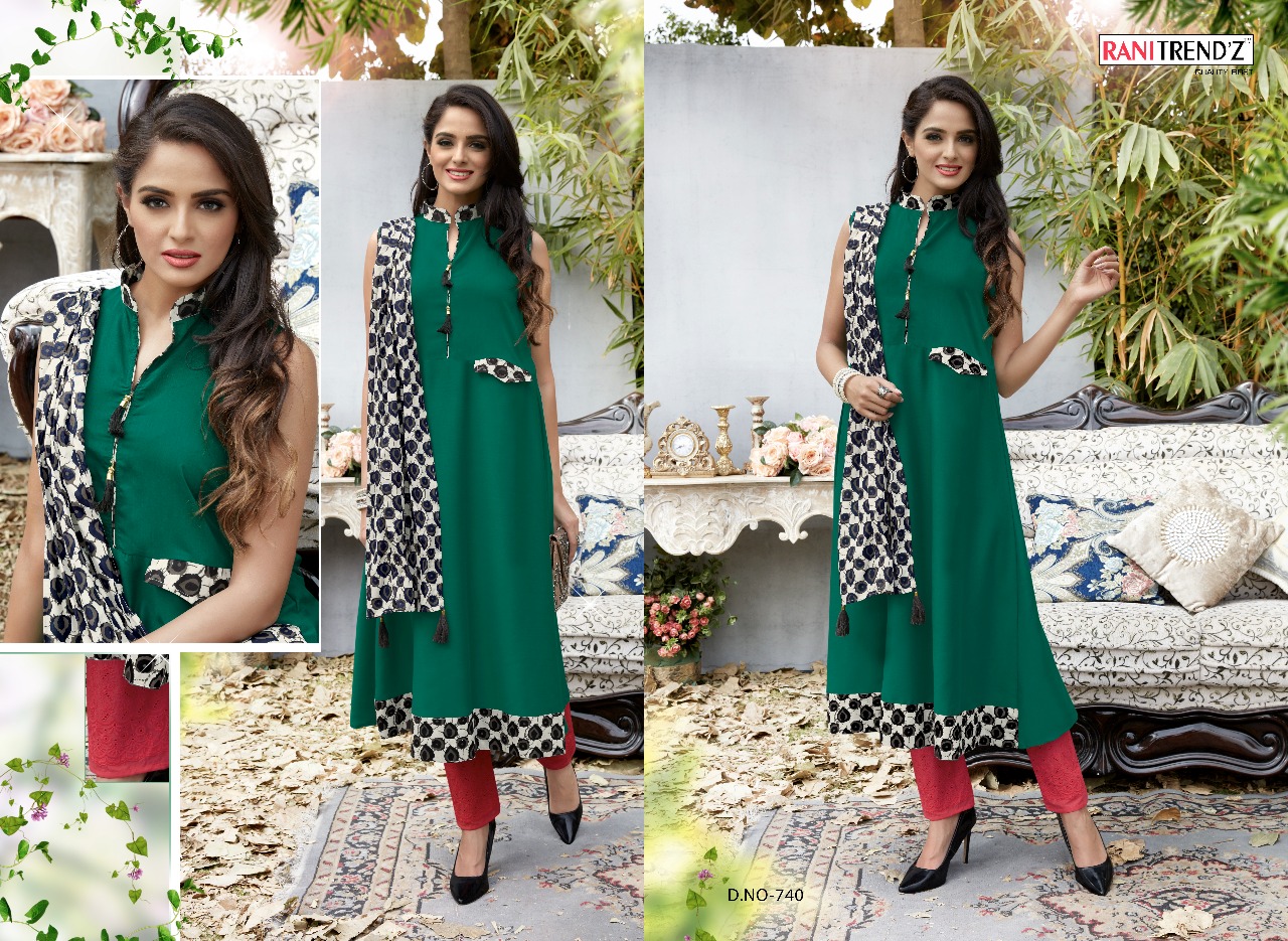 Rani trendz presents lime lite 2 exclusive Fancy collection of kurtis with scarf